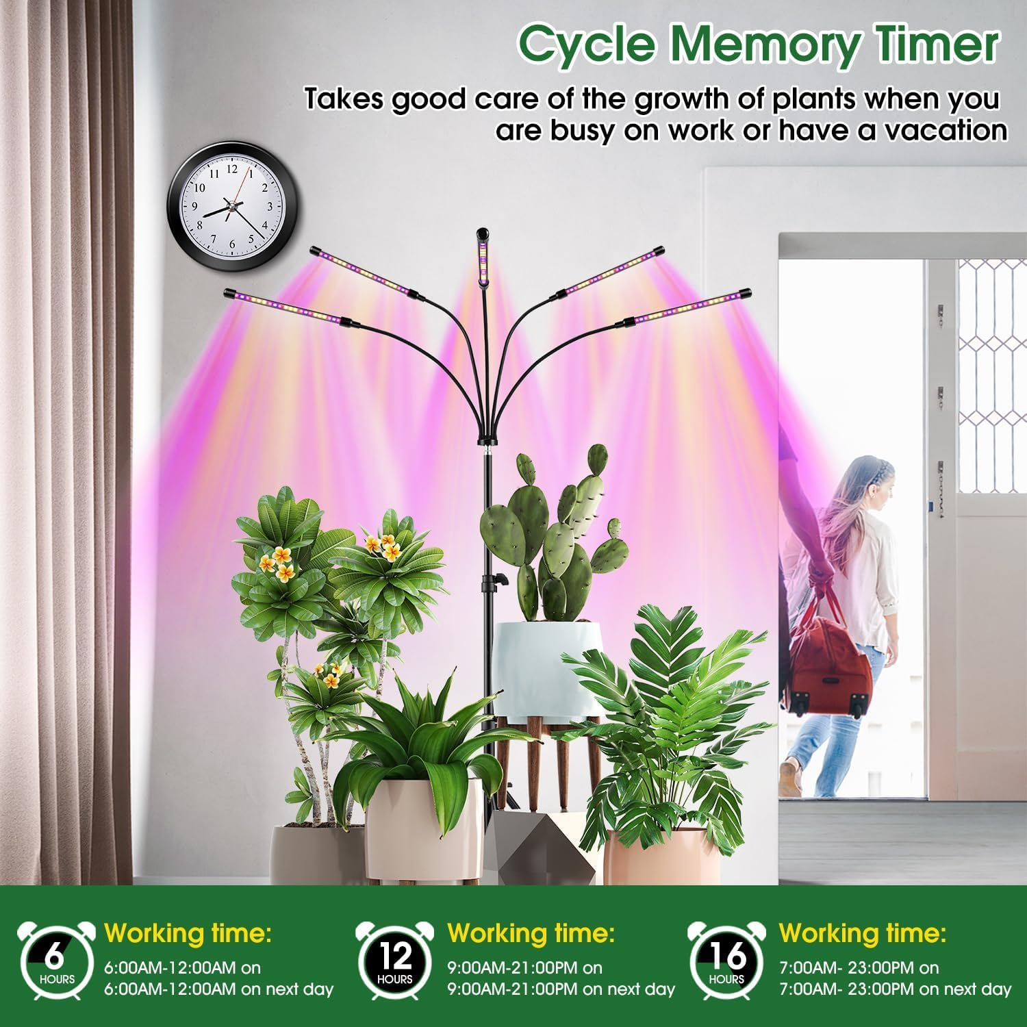 Grow Lights for Indoor Plants, LED Grow Light Stand, Red White Full Spectrum Plant Lamp with Adjustable Tripod, Gooseneck, Suitable for Flowers Vegetables image number 1