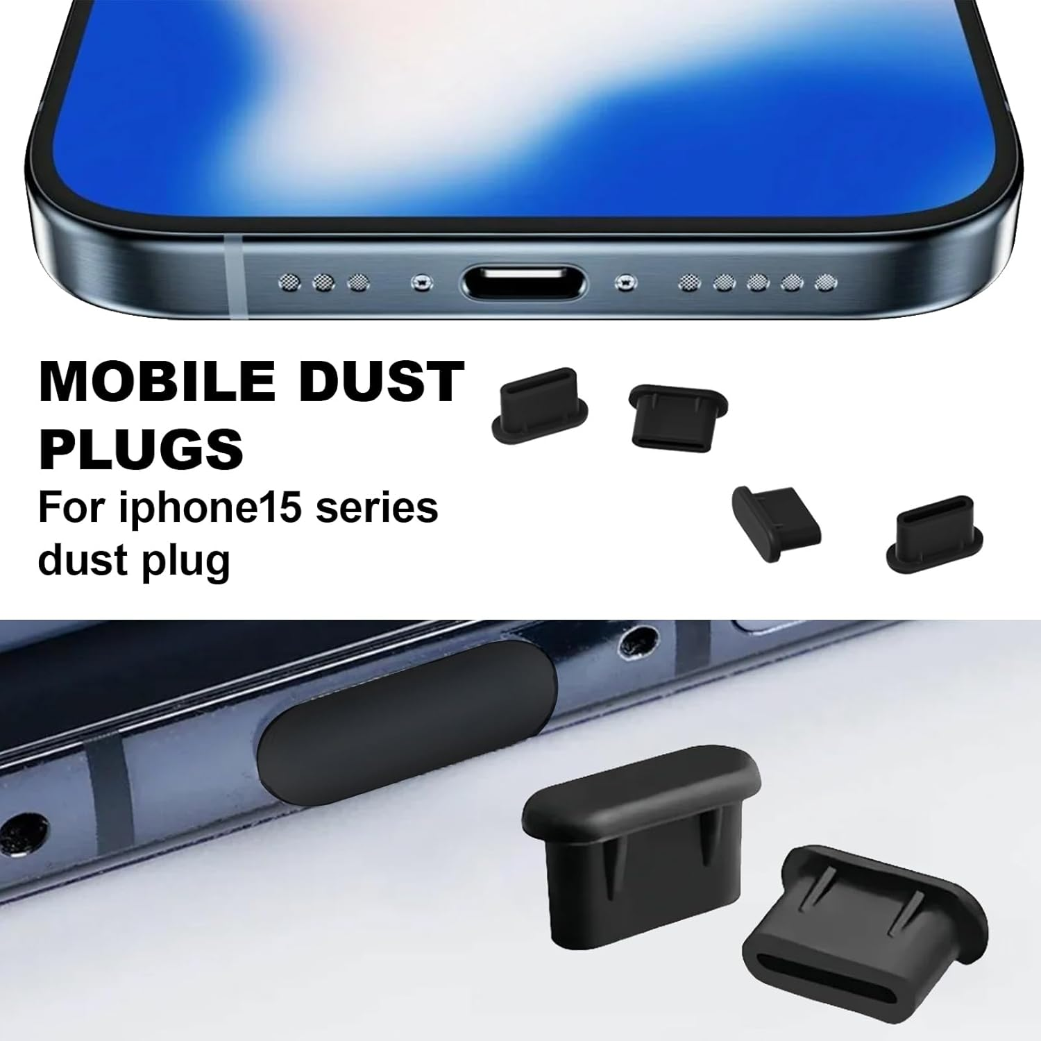 25 Pcs USB Type C anti Dust Cap Cover Port Plugs Protector,Usb C Dust Cover,Silicone Type-C Charger Protector,Usb C Dust Plug with Cleaning Brush for All Type-C Smartphones and Tablets - Black image number 1