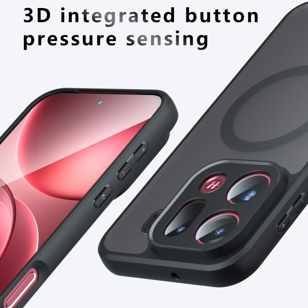 T Tersely Magnetic Case for Oppo Find X9 Pro 5G 2025, Compatible with Magsafe, Translucent Matte [Ultra Slim Shockproof] [Anti-Slip] Oppo X9Pro Protective Phone Case -Black image number 6