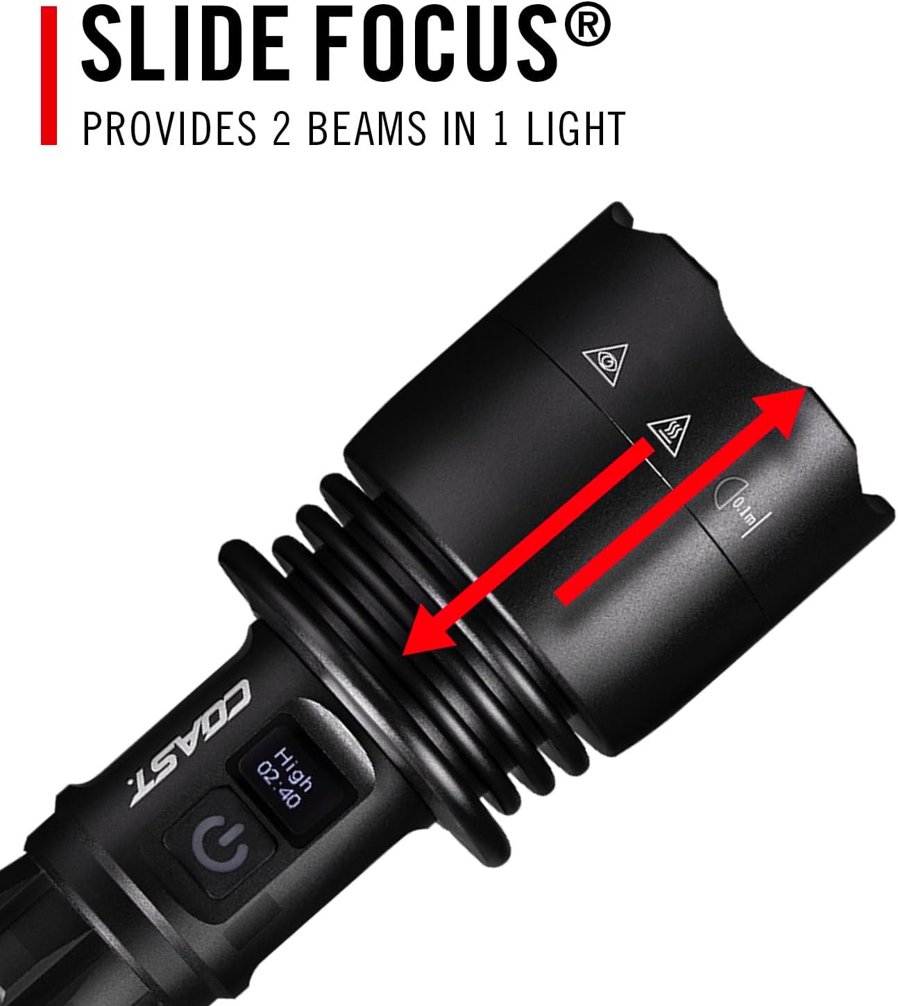 Coast XP40R 8000 Lumen Rechargeable Dual-Power LED Flashlight with Poweriq&trade; Real-Time Display, 5 Light Modes, Ultra View Flood Beam, Push/Pull Focus image number 4