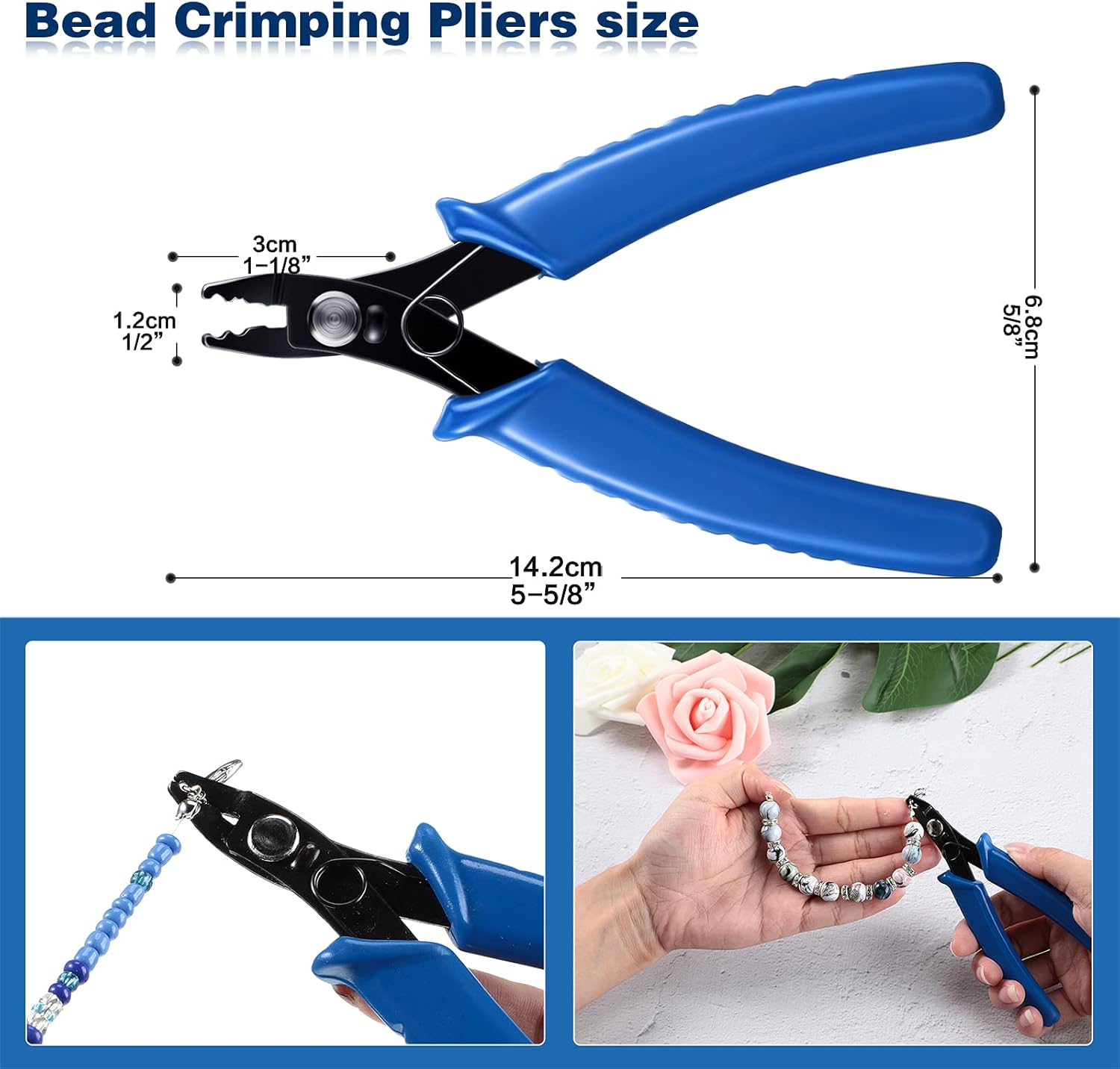 2 Pieces Jewelry Pliers Tool Set Includes Split Ring Pliers, Jewelry Bead Crimping Pliers for Jewelry Beading Repair Making Tools Supplies image number 5