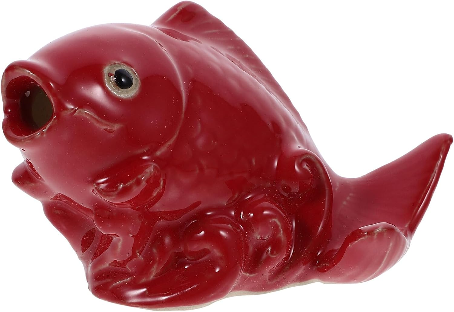 TEHAUX Ceramic Carp Statue Fountain Nozzle Outdoor Garden Ornament Retro Spray Water Feature for Ponds and Landscaping Decoration image number 5