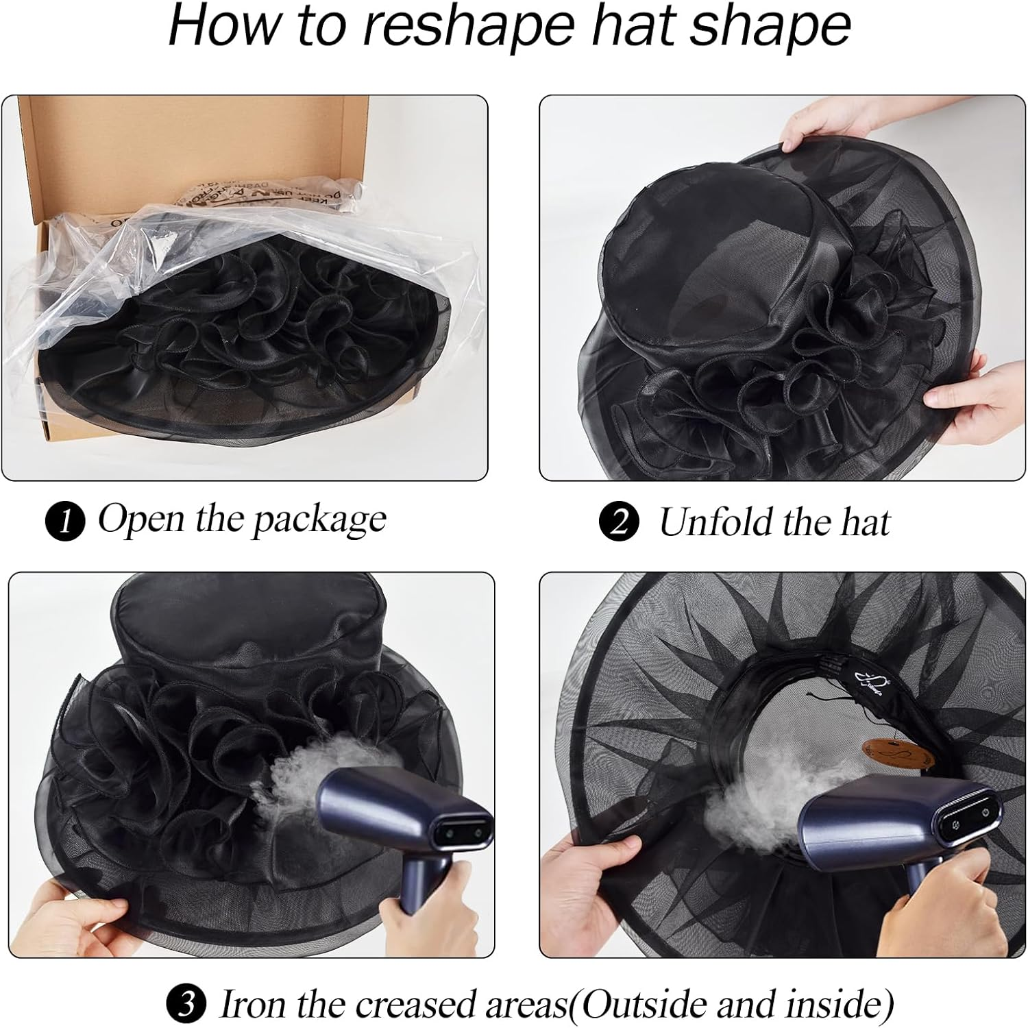 2025 Wide Brim Floral Sun Hat Church Hats for Women Ladies, Organza Feather Racecourse Horse Race Day Fascinator Hats for Tea Party Wedding UV Protection