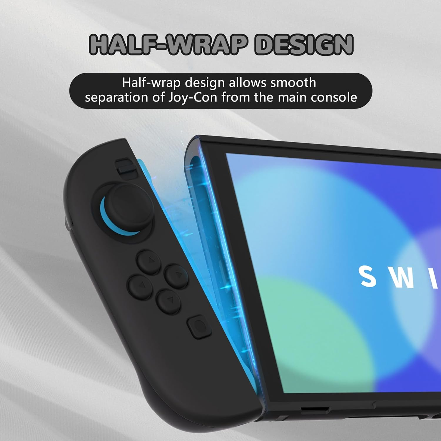 Playvital Solid Color Series Protective Case for Nintendo Switch 2, Anti-Scratches Hard Shell Dockable Grip Cover with Extra Foldable Stand & Thumb Grips for Nintendo Switch 2 - Black image number 4