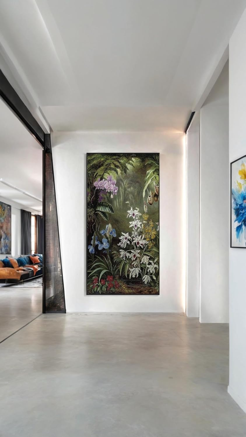 Honwor Forest Creek Landscape Oil Painting Window Film - Privacy, Decorative Static Cling Window Stickers, No Glue Window Coverings, Window Tint - Size: 60X120Cm image number 3