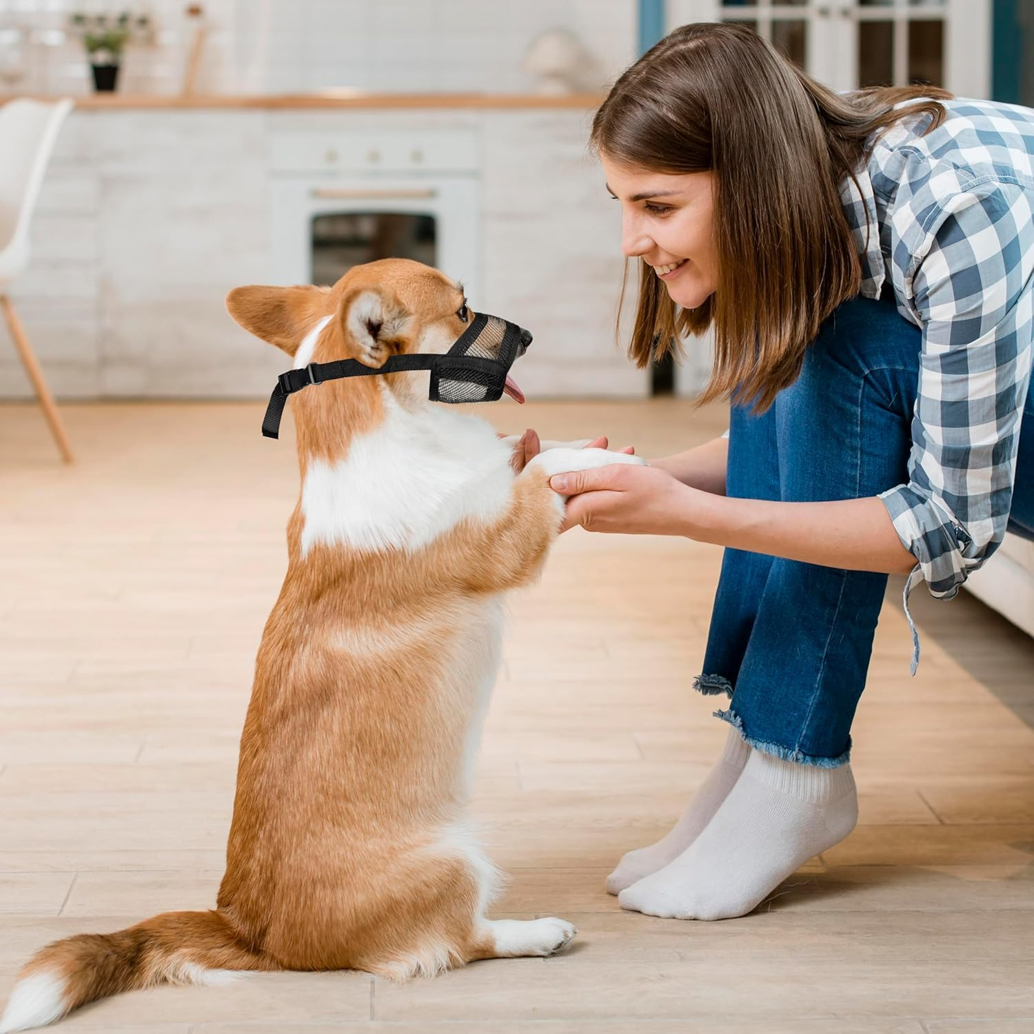 Dog Muzzle for Dogs &ndash; Soft Air Mesh Muzzle for Large Sized Dog | Breathable Dog Mouth Guard| Large Dog Muzzle to Prevent Biting Chewing Grooming | No Bark Muzzle (Black, L) image number 2