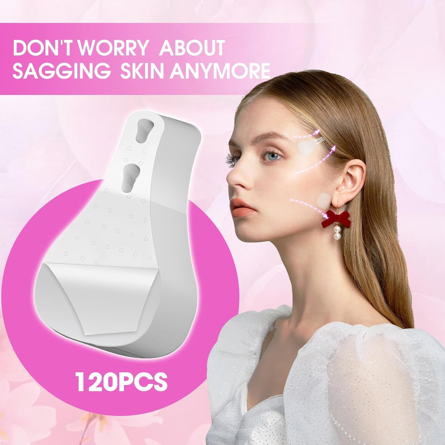 Face Lift Tape Invisible,120Pcs Facelift Tape, Instant Face Tape Strings for Lifting Sagging Skin,Faces Tapes Lifting Invisible for Eyes and Brows,Face and Neck Cosmetic Tapes for Makeup image number 2