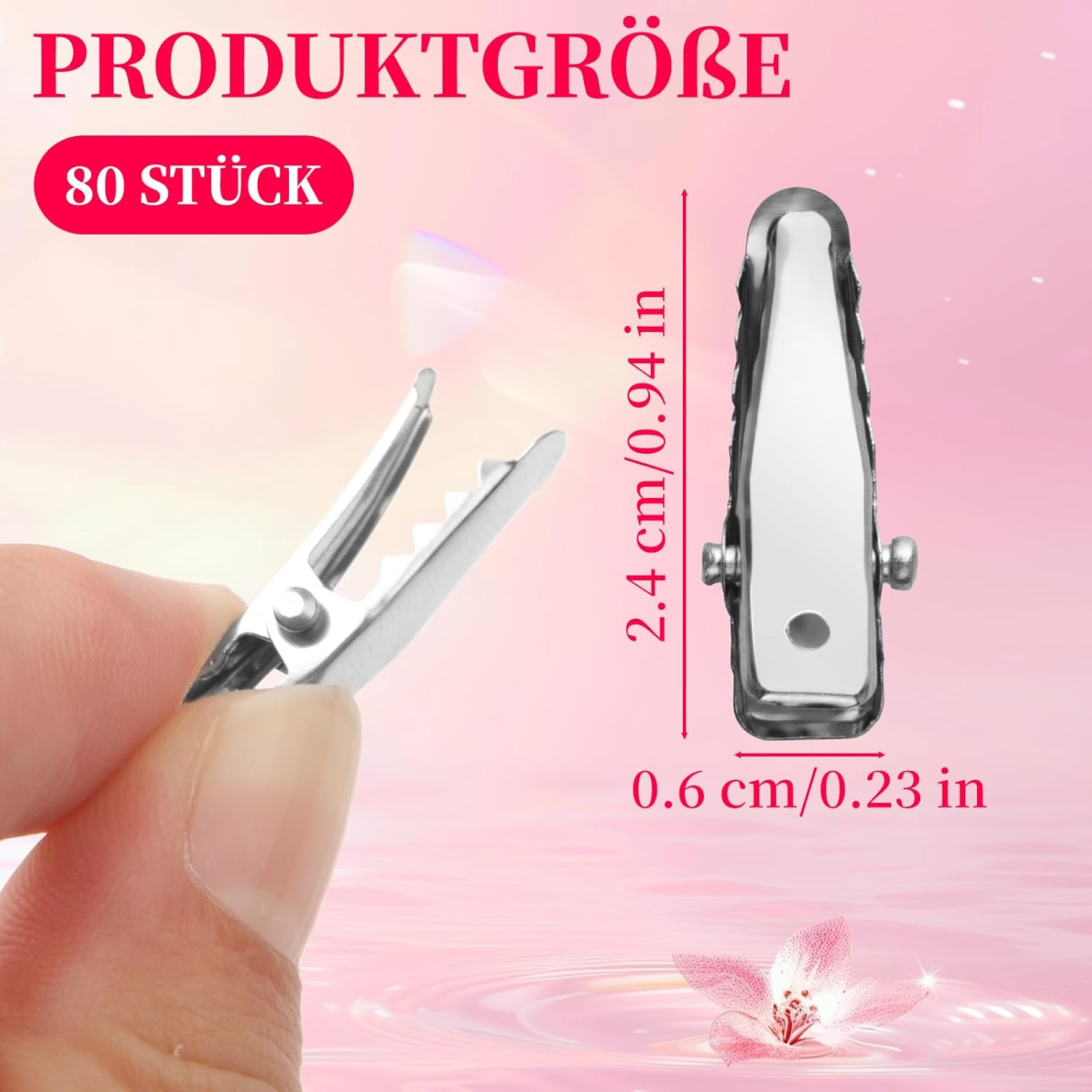 Pack of 80 Silver Small Hair Clips, Metal Hairdresser Alligator Clips, Alligator Small Hair Clips, Women'S Hair Clips, Hairdressing Supplies, for Hair Accessories, Craft Accessories, DIY Accessories image number 2