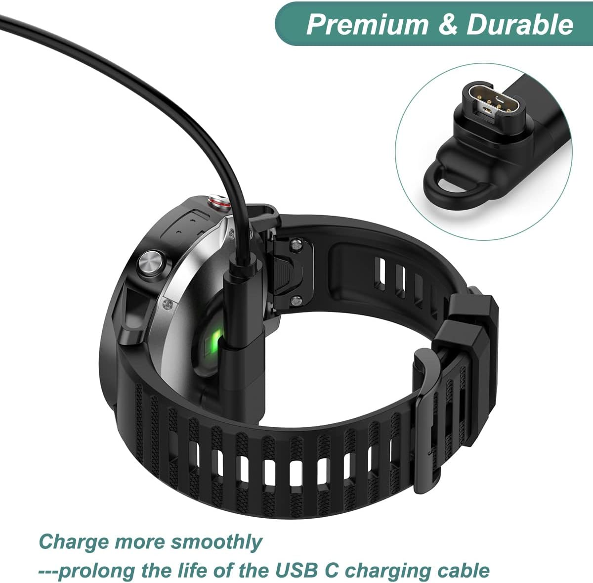 USB C Charger Adapter for Garmin Watch Fenix 8 7X 7S 7 Pro, Forerunner 965 955 945 935 745 265 255 245 165 55 45, Approach S10 S12 S40 S42 S60 S62 S70, Vivoacitve 3 4 5, Instinct, Venu 2 2S 3 (1)