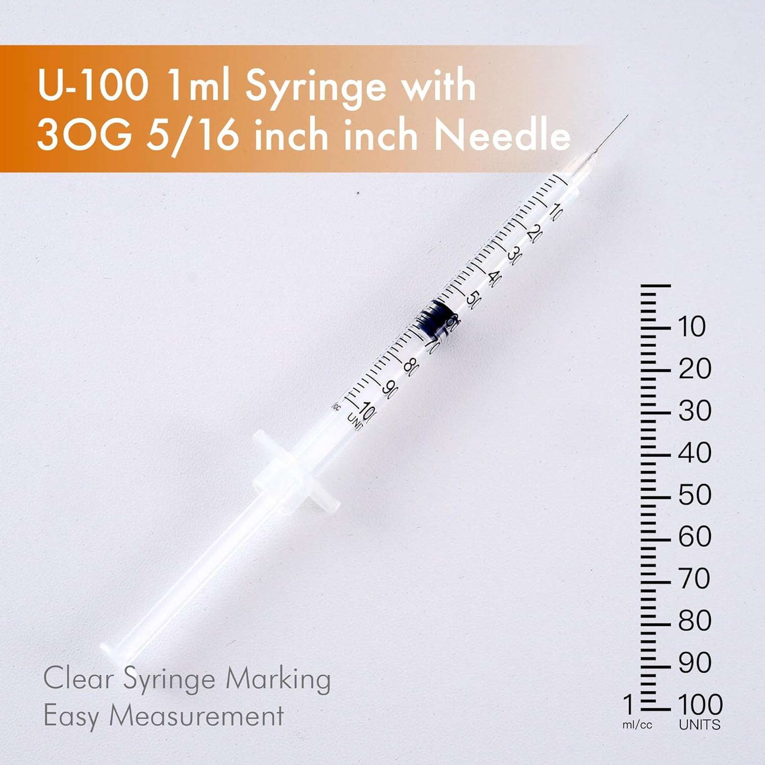 1Ml/Cc 30G 8Mm Syringes, Lab Dispensing Syringe, Individual Wrapped, Box of 50 image number 1