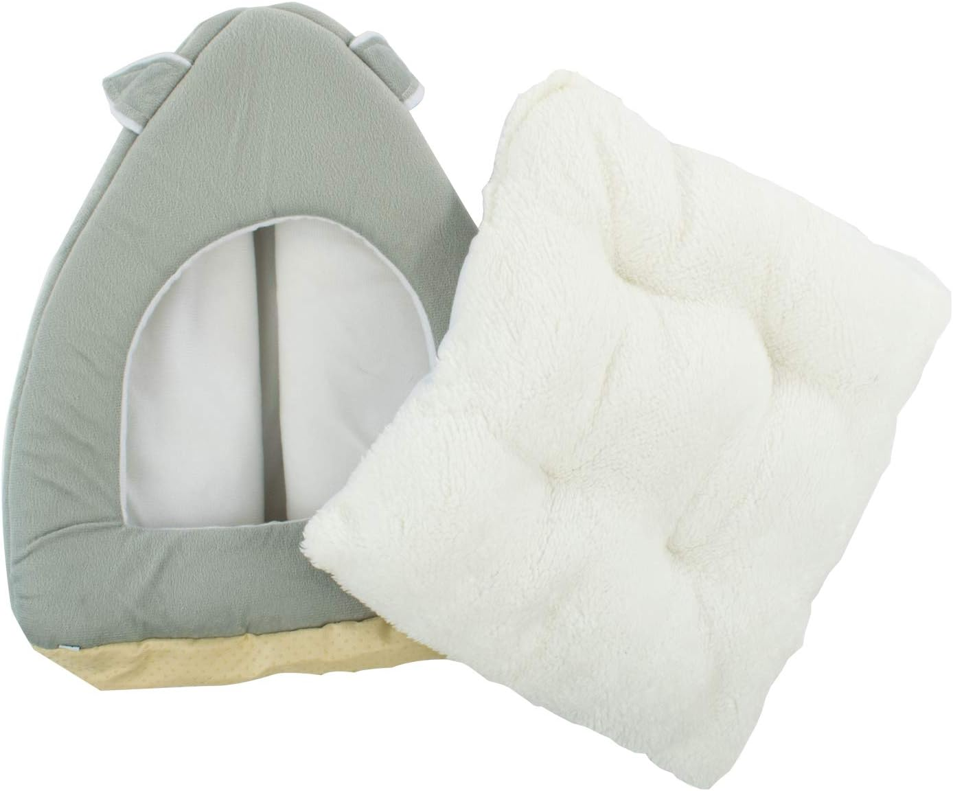 DIGIFLEX Grey Teddy Bear Style Pet Tent Bed, Kitten Bed &ndash; Fleece Soft Self Warming Washable Cat Bed - Ideal for Cats and Kittens &ndash; Soft & Comfortable Cat Bed Hut - 36 X 36 X 40Cm image number 6