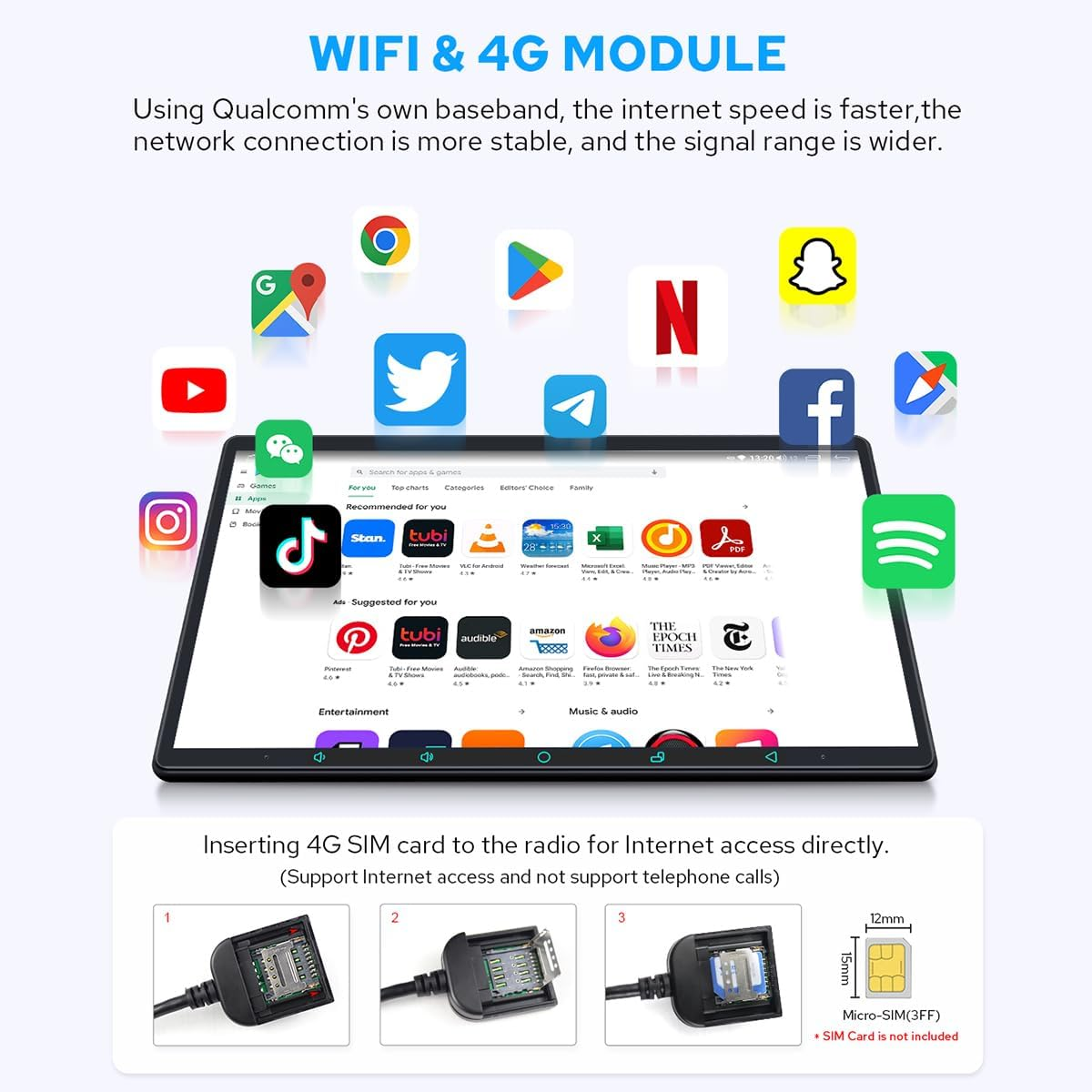 Joying Newest 13.3 Inch Car Radio Wireless Carplay Qualcomm Snapdragon Head Unit Single Din 8GB+128GB Supports Android Auto, Bluetooth, AM/FM, SWC, Coaxial Output, Optical Output(Jy-Uzs13N8) image number 4