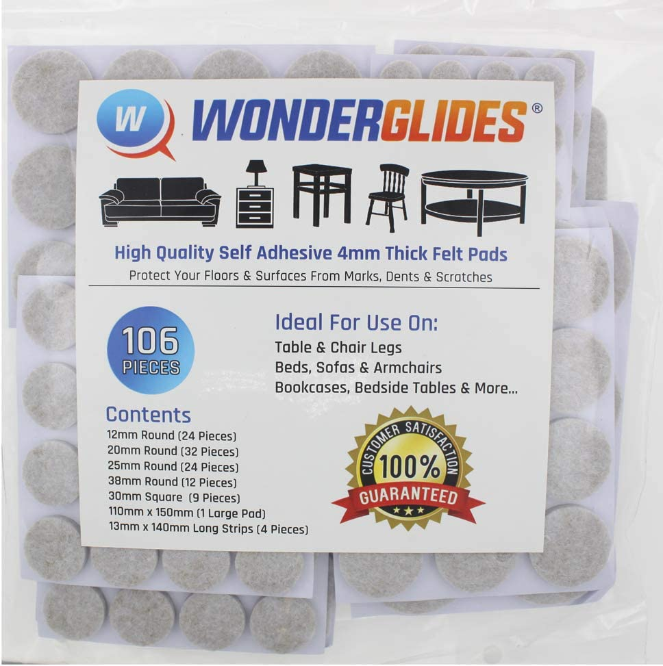 Lifeswonderful - 106Pcs Assorted Mix Pack Self Adhesive Sticky Felt Pads Floor Protectors for Furniture Feet image number 1