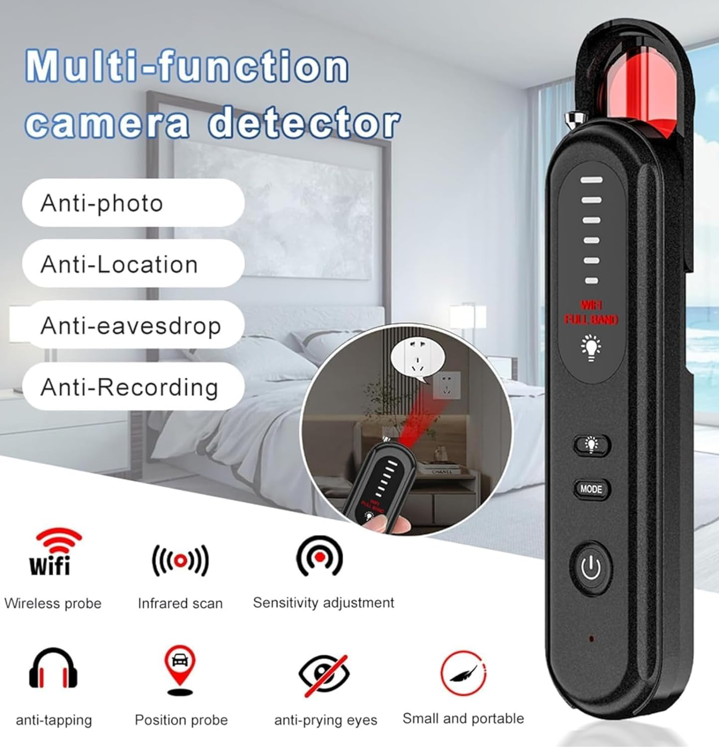 Kivano Hidden Camera Detector &ndash; Wireless anti Spy Bug Finder, Detect GPS Tracker for Vehicles Portable Signal Scanner Device for Hidden Cameras & GPS Tracker Location Finder image number 1