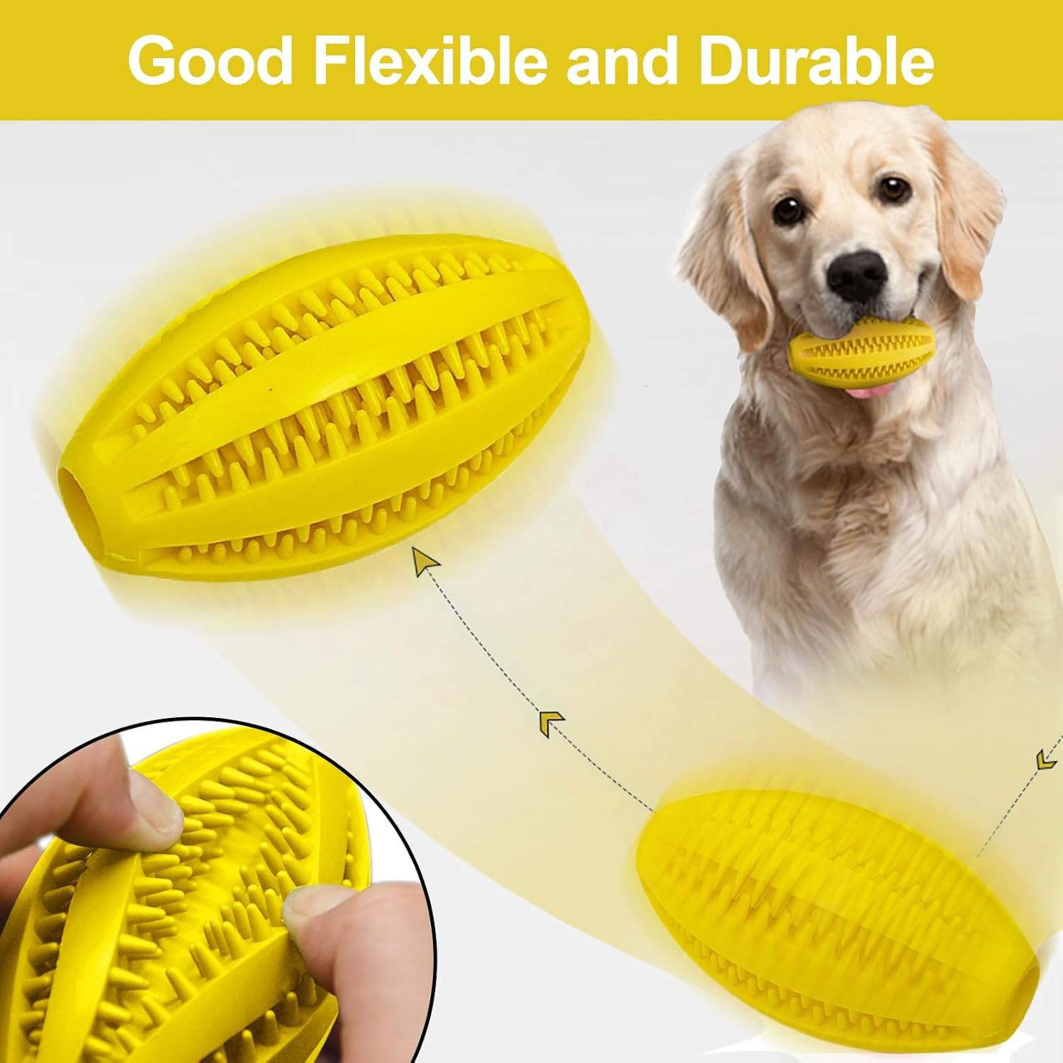 Proxima Direct Dog Toy Balls for Large Dogs, 2 Pack Dog Chew Toys for Slow Feeding Teeth Cleaning, Oval Interactive Pet Ball Toy for Training Fetch Game Relieve Boredom Durable Outdoor Indoor image number 4
