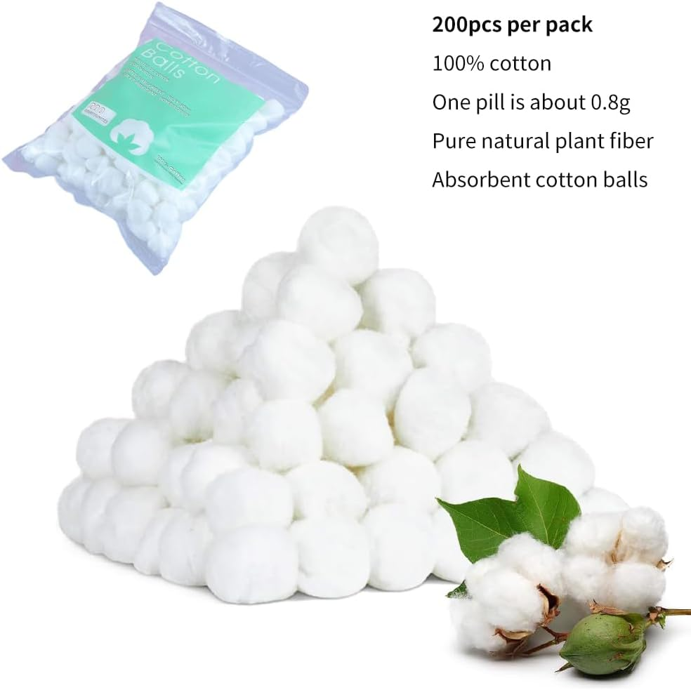 Cotton Balls for Degreasing, Pure Cotton Make-Up Balls, Degreasing Cotton Balls, Cotton Balls, White Cotton Balls, Cotton Ball, Home Use, 200 Pieces image number 1