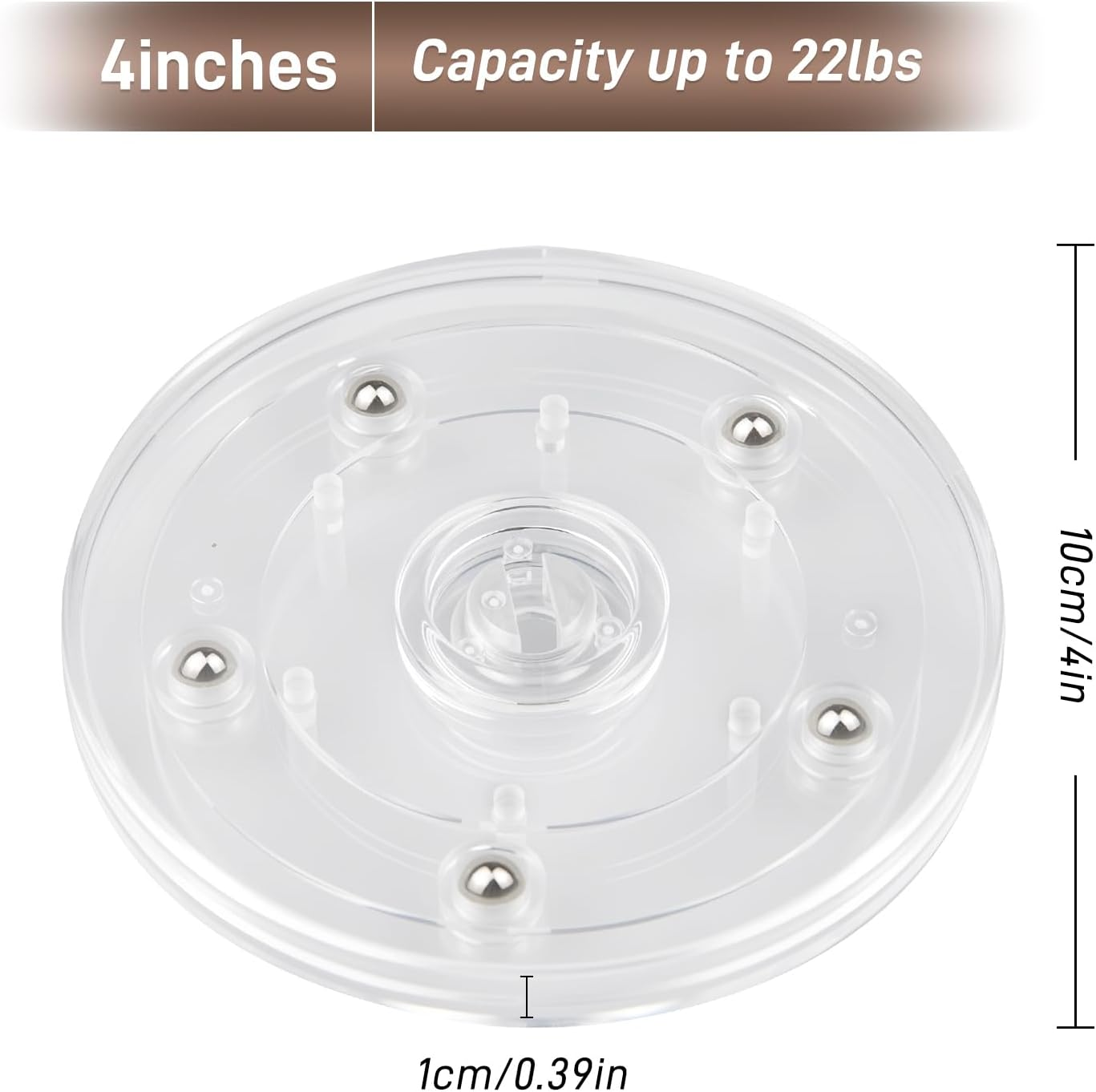 2 Pack 4" Lazy Susan Turntable Acrylic Ball Bearing Rotating Tray for Spice Rack Table Cake Kitchen Pantry Decorating TV Laptop Computer Monitor
