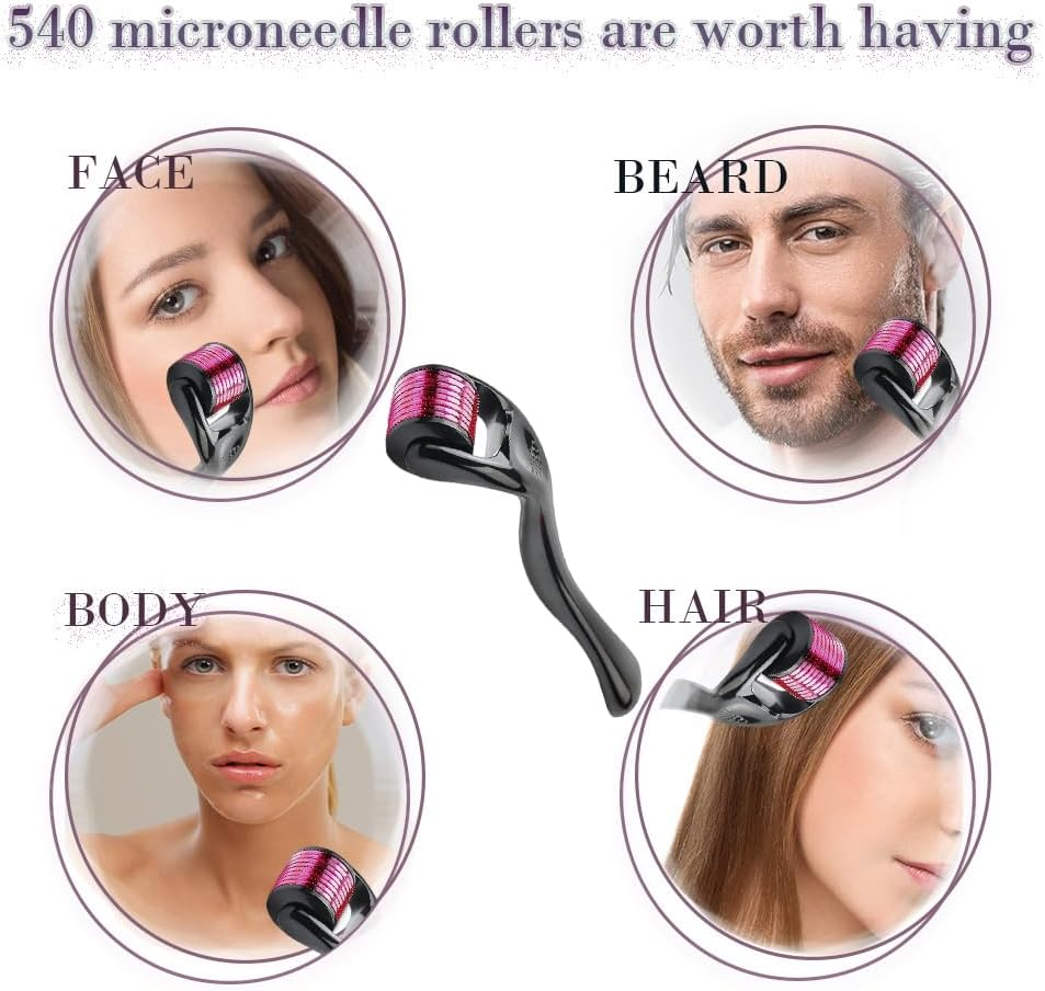 0.5Mm Titanium Derma Roller 540 Needles - Professional Microneedling Tool for Face & Hair Growth, Cosmetic Grade Dermaroller with Storage Case, Anti-Aging Skin Care Treatment Device image number 4