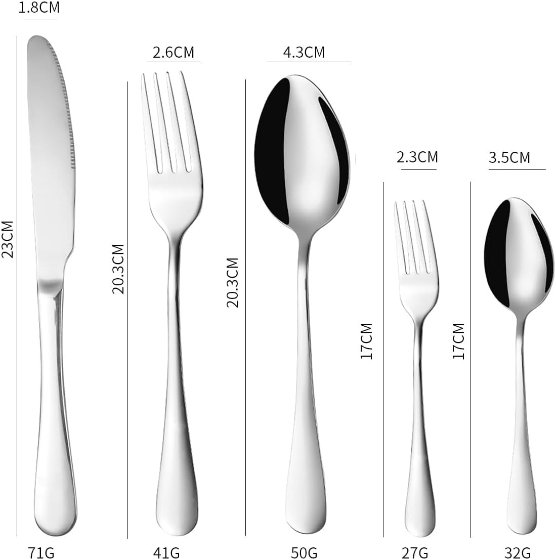 Tongke Flatware Set 20 Pieces, Stainless Steel Cutlery Set Silverware Set with Knife Spoon Fork, Service for 4, Dishwasher Safe, Ideal for Home Daily Use, Silver image number 4