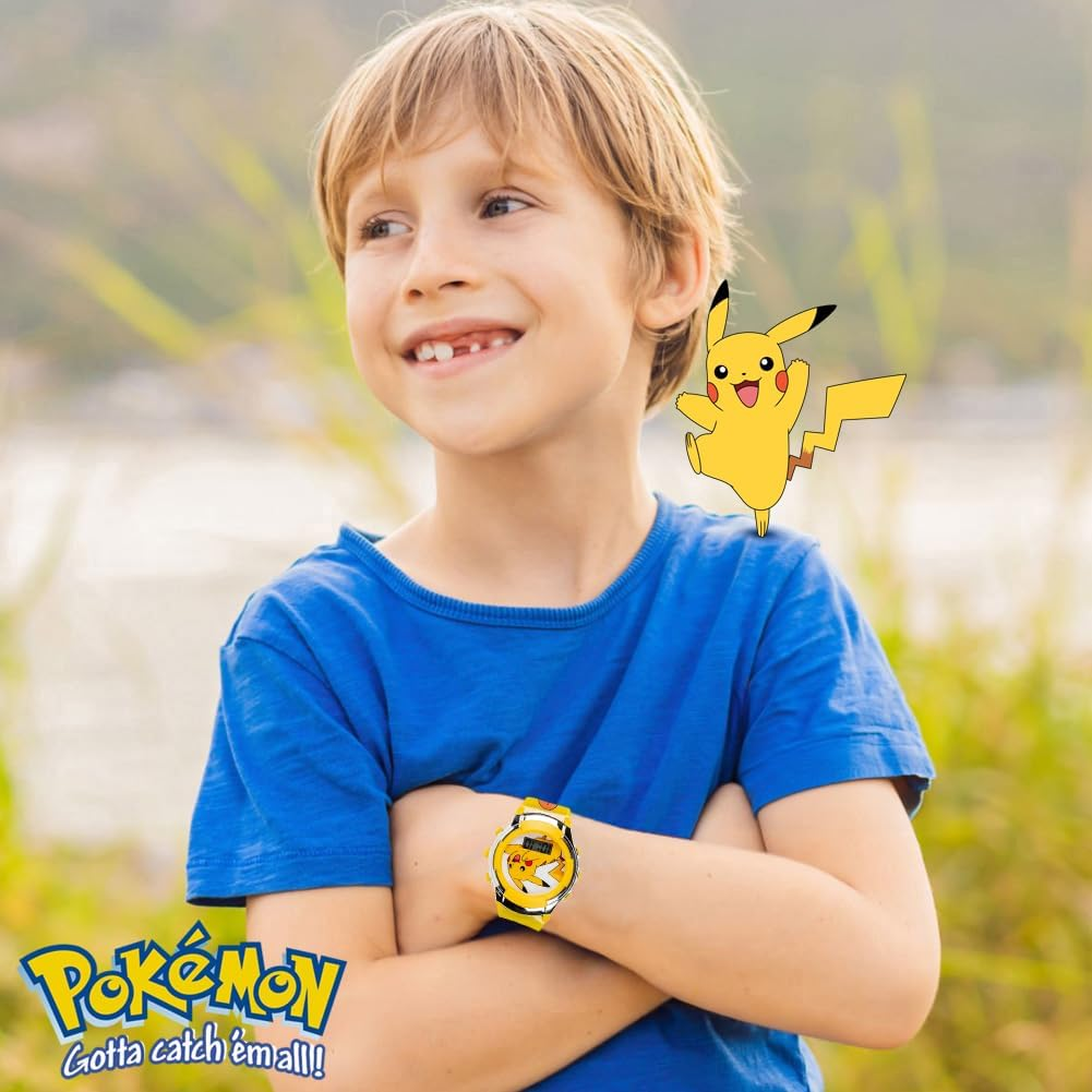 Accutime Kids Pokemon Pikachu Digital LCD Quartz Wrist Watch with Yellow Strap, Cool Inexpensive Gift & Party Favor for Boys, Girls, Adults All Ages (Model: POK4239AZ), Pikachu, Digital image number 2