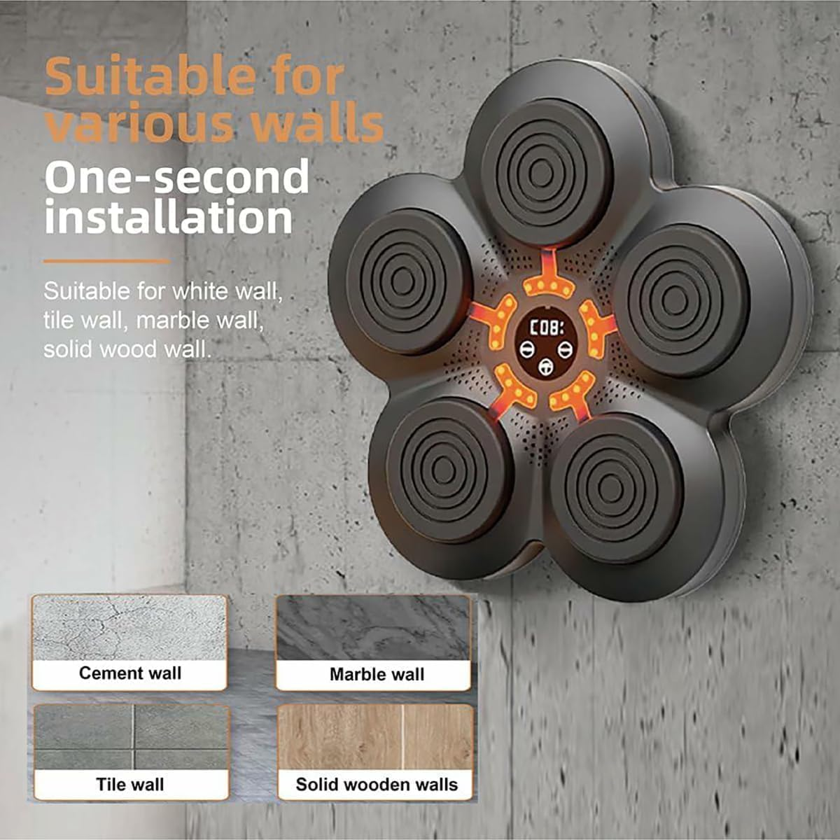 Music Boxing Machine, Smart Bluetooth Connection Boxing Machine, Boxing Training Equipment, Wall Mounted Smart Boxing Target, Adults & Kids Home Boxing Training Exercises image number 2