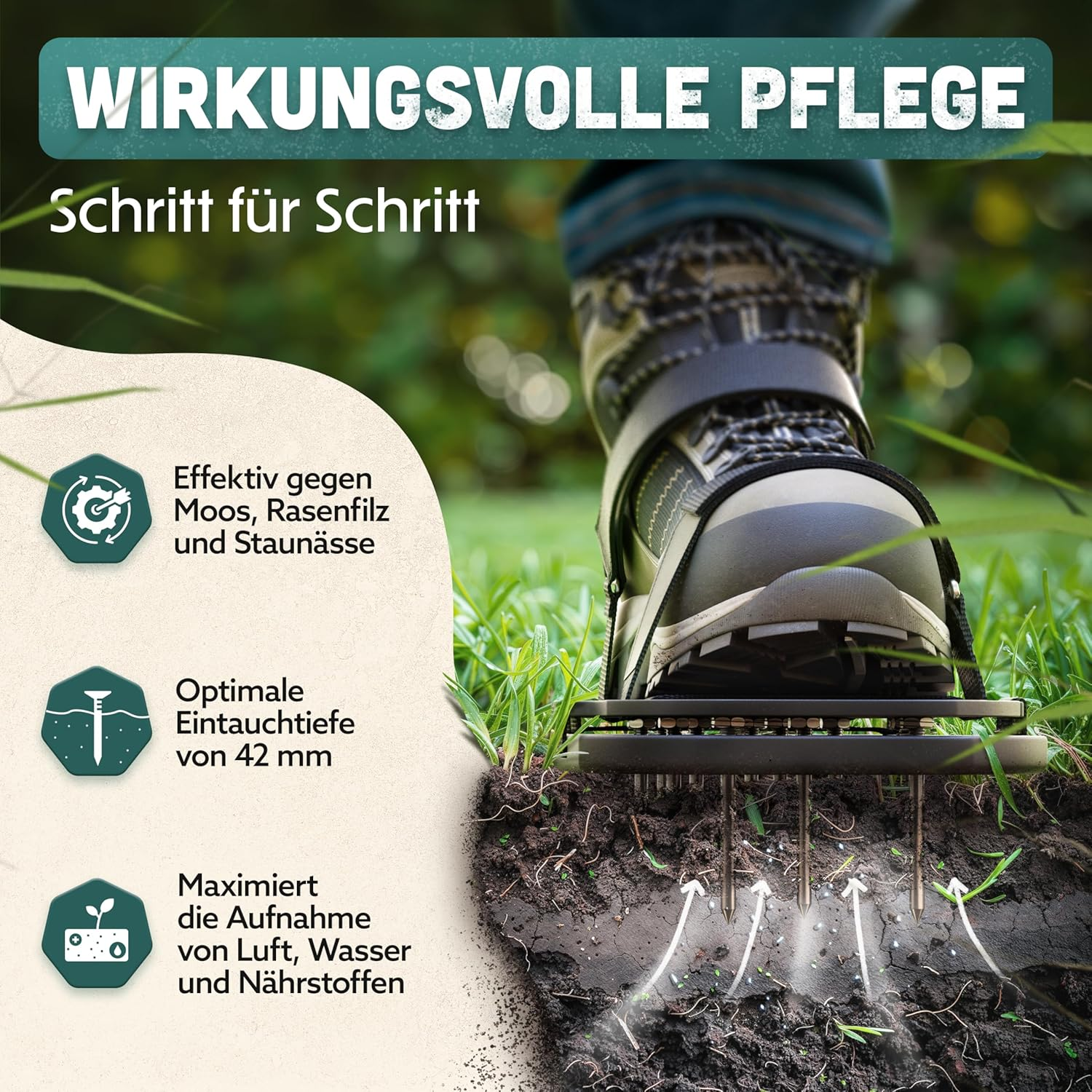 RASENK&Ouml;NIG Nail Shoes Pro | Lawn Aerator Shoes + Screed Shoes | Lawn Aerator Scarifier and Aerator for Lawn Aeration | Premium Lawn Shoes for Aerating and Loosening Lawn - Pre-Assembled image number 6