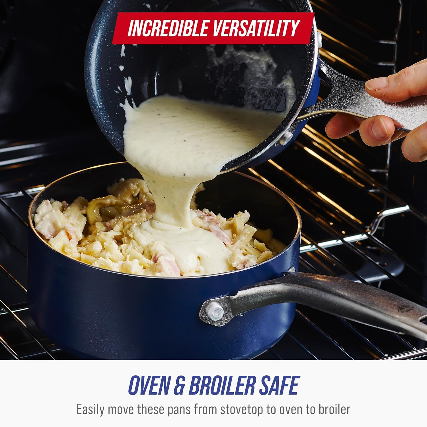 Blue Diamond Cookware Diamond-Infused Nonstick, Saucepan with Lid, 2 QT