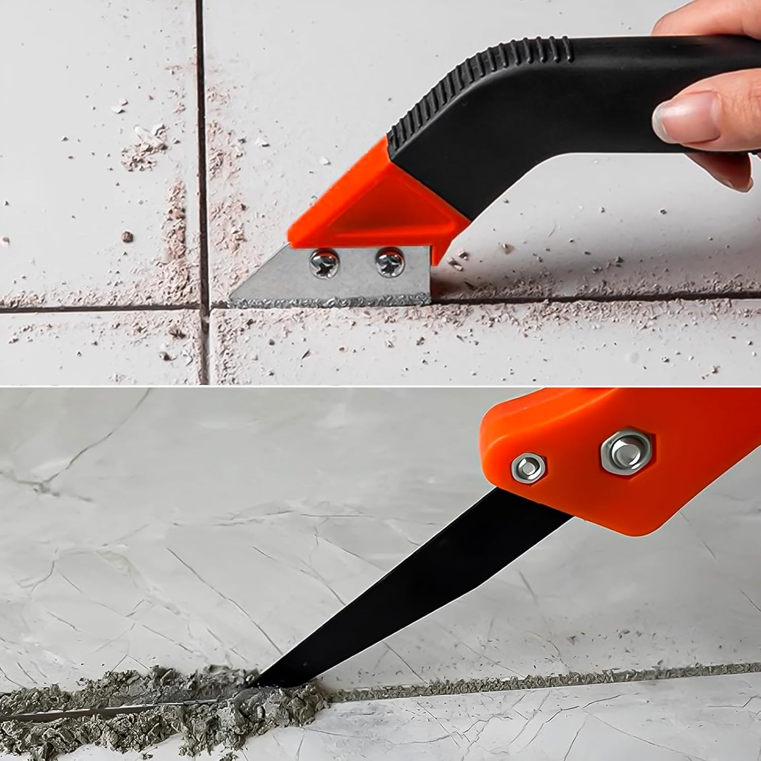 TTYSHIP&reg; Pack of 13 Tile Grout Remover Tiles with 9 Replacement Blades, Grout Remover Tool Tiles for Tile Cleaning (Red + Yellow) image number 5