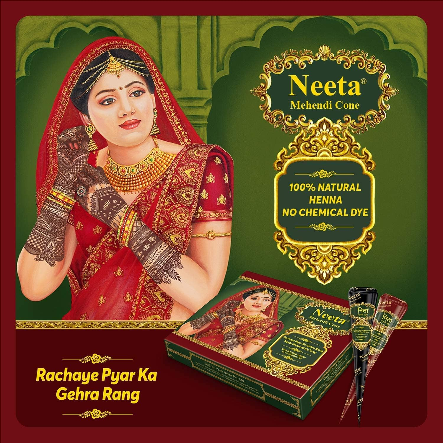 Neeta Natural Herbal Mehandi Cones for Hand Designing Mehandi Cones Mehandi/Henna Cones Raddish Brown Color Mehndi Cones Natural without Chemical Mehendi Cones 12 Pieces Mehndi Cones image number 5