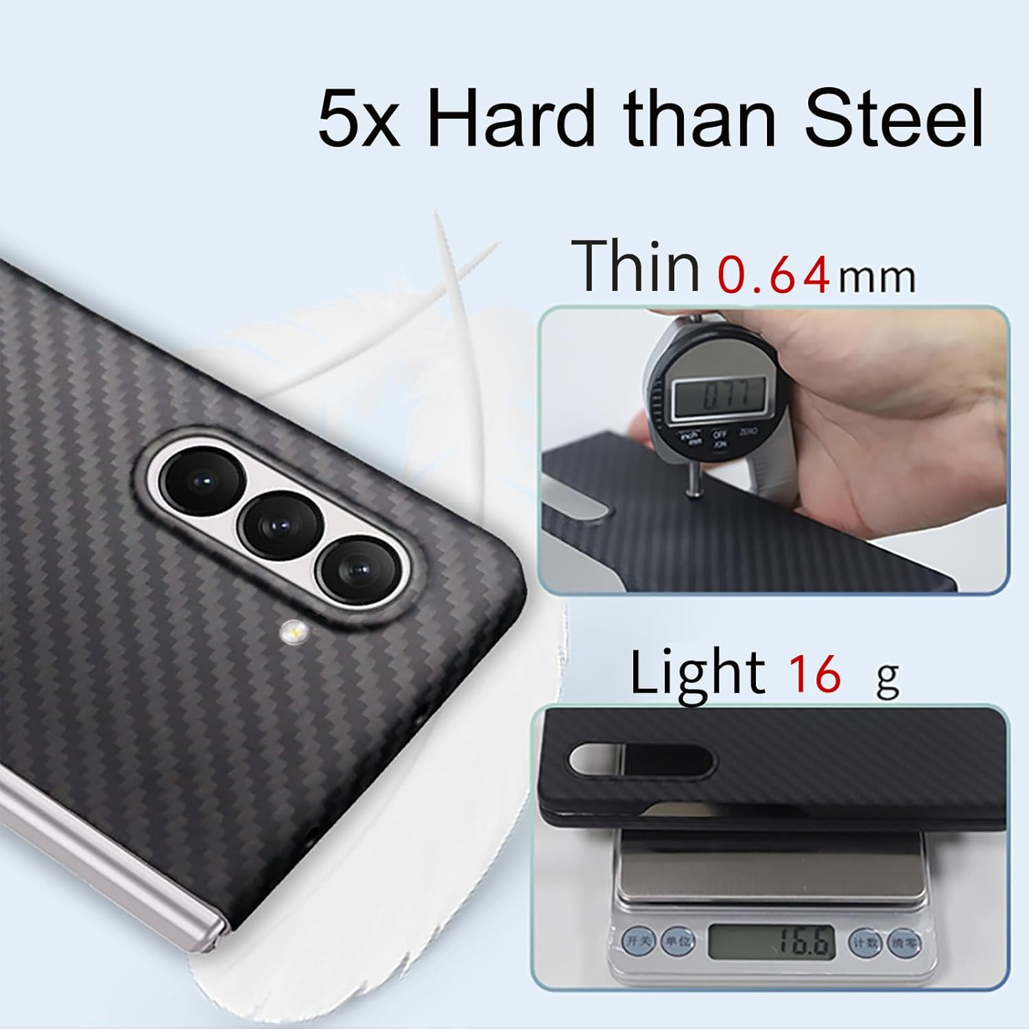 Sisyphy Aramid Fiber Case for Samsung Galaxy Z Fold 5 5G with Carbon Fiber Texture, Super Slim Protective Cover Skin, Soft Touch Sturdy Durable Case, Snap-On Back Cover Wireless Charging Friendly image number 2