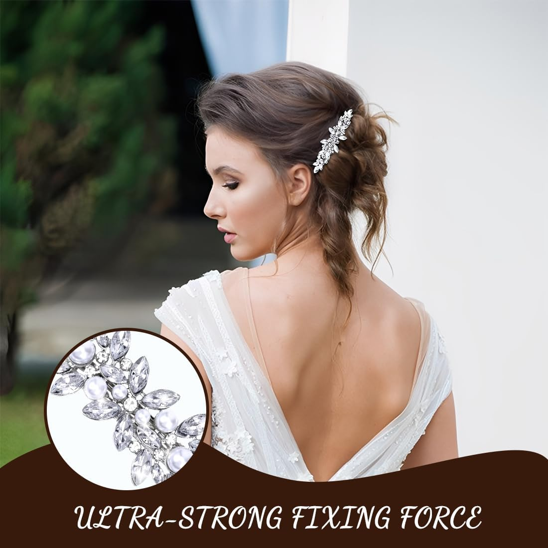 JYNVO 3Pcs Flower Wedding Hair Comb Silver Pearl Headpiece Bridal Hair Accessories for Women and Girls image number 5
