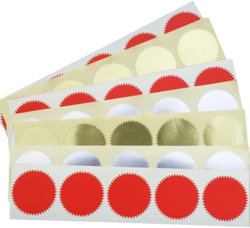Embosser Stamp Stickers - Gold, Silver, Red - 45Mm, 50Mm - 100 Stickers/20 Sheets (Silver, 45Mm) image number 5