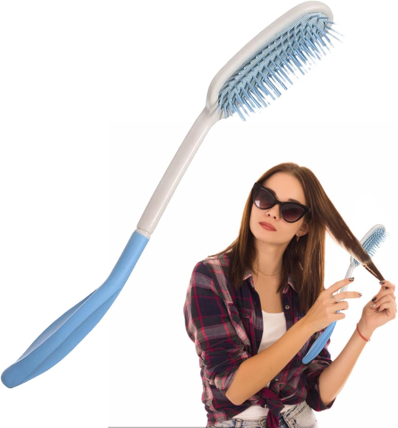 Xvilmaun Long Handled Cow Comb - Gentle Multifunctional Long Handled Comb,Beautiful Elegant Long Handle Hair Brush for Women