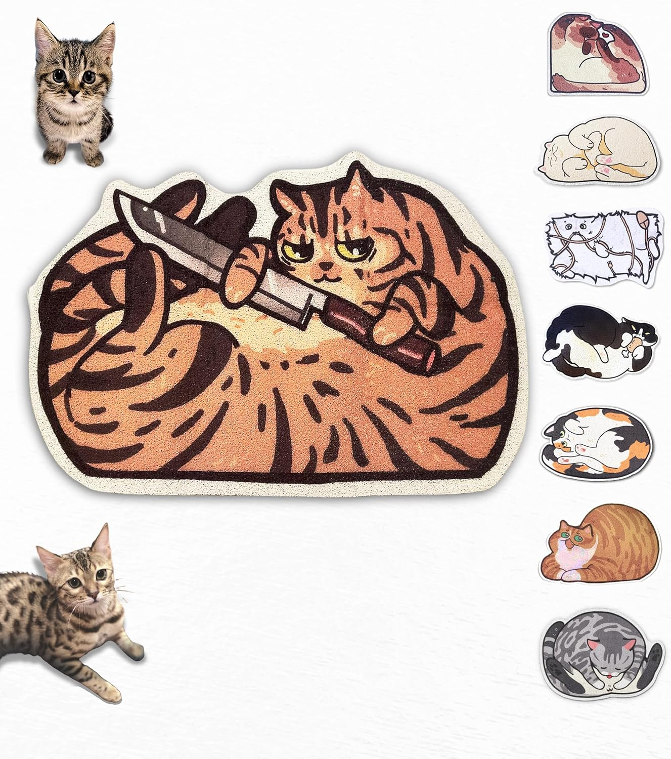 Lukamoo&reg; Cute Cat Litter Mat (32&rsquo;&rsquo;X24&rsquo;&rsquo;), Extra-Large/Xl, for Kitty Litter & Cute Cat Litter Box, Cat Accessories for Indoor Cats (Brown Tabby, Rectangular)