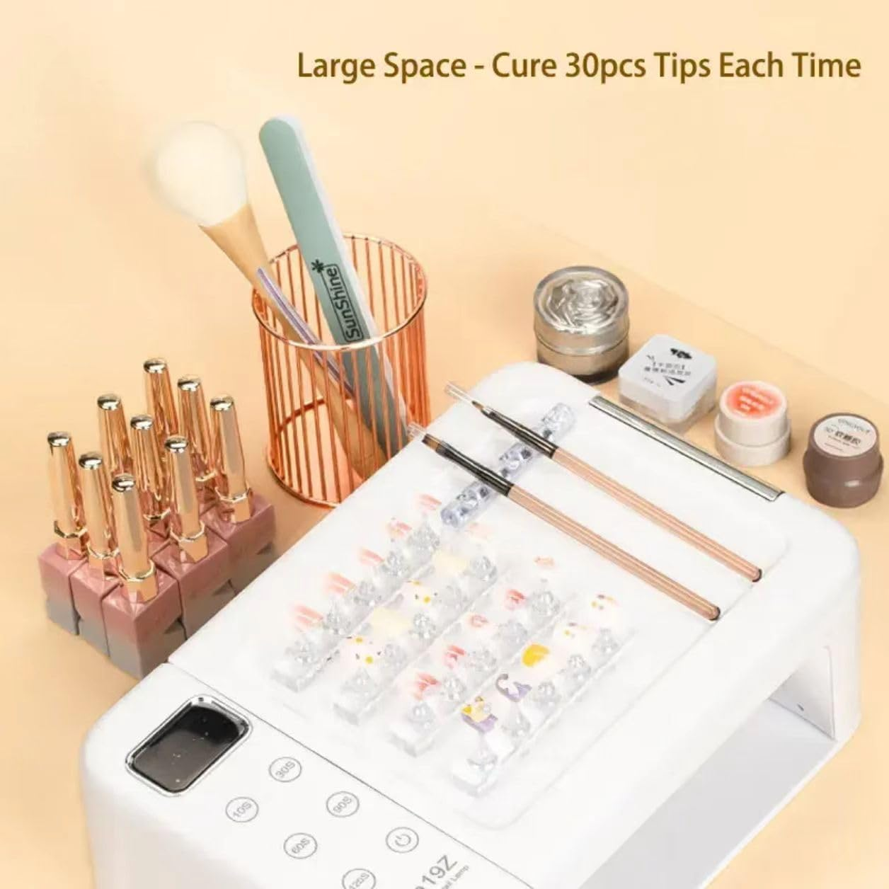 180W UV Nail Lamp Professional LED Gel Polish Dryer, Manicure Art Curing Nail Light, 63 Lamp Beads, with LED Display Screen image number 3