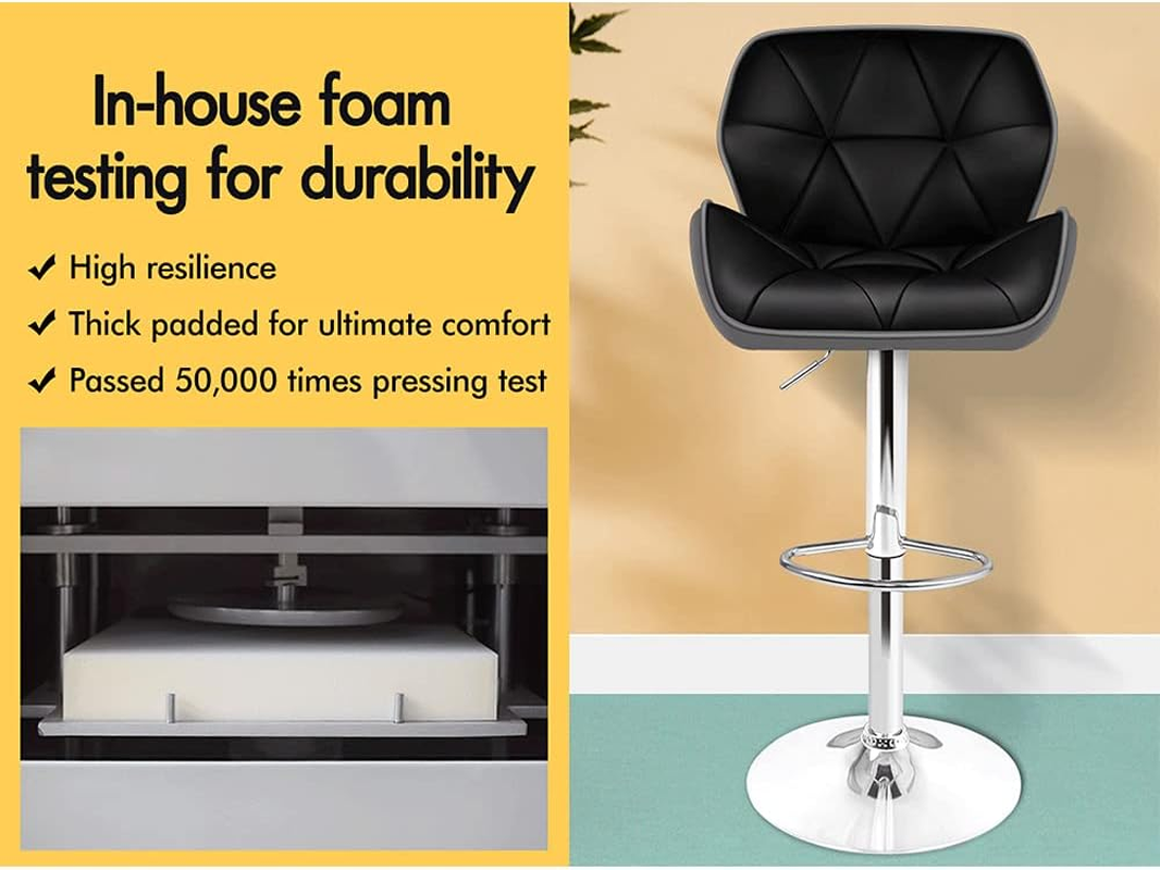 ALFORDSON Bar Stool 2Pcs Adjustable Kitchen Stools Willa Swivel Counter Barstools Black & Grey Dining Chair in 62-84Cm Seat Height with Anti-Slip Floor Protector for Home Bar Dining Room