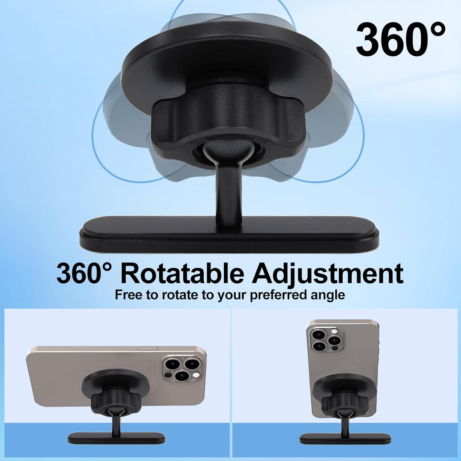 T Tersely Phone Holder for Gym&Golf Cart with Dual-Sided N52 Super Magnets for Magsafe, 360&deg; Strong Magnetic Phone Mount for Iphone 17/16/15/14/13/12/11 Series & Android with 2 Metal Ring Contain image number 2