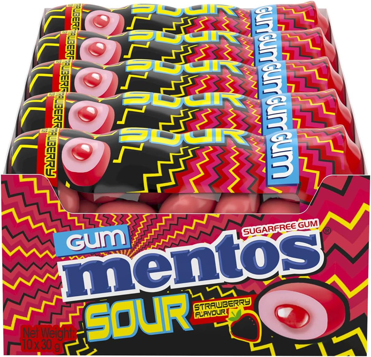 MENTOS Pure Fresh Chewing Gum, Grape, Sugar Free, 10 X 30 G image number 1