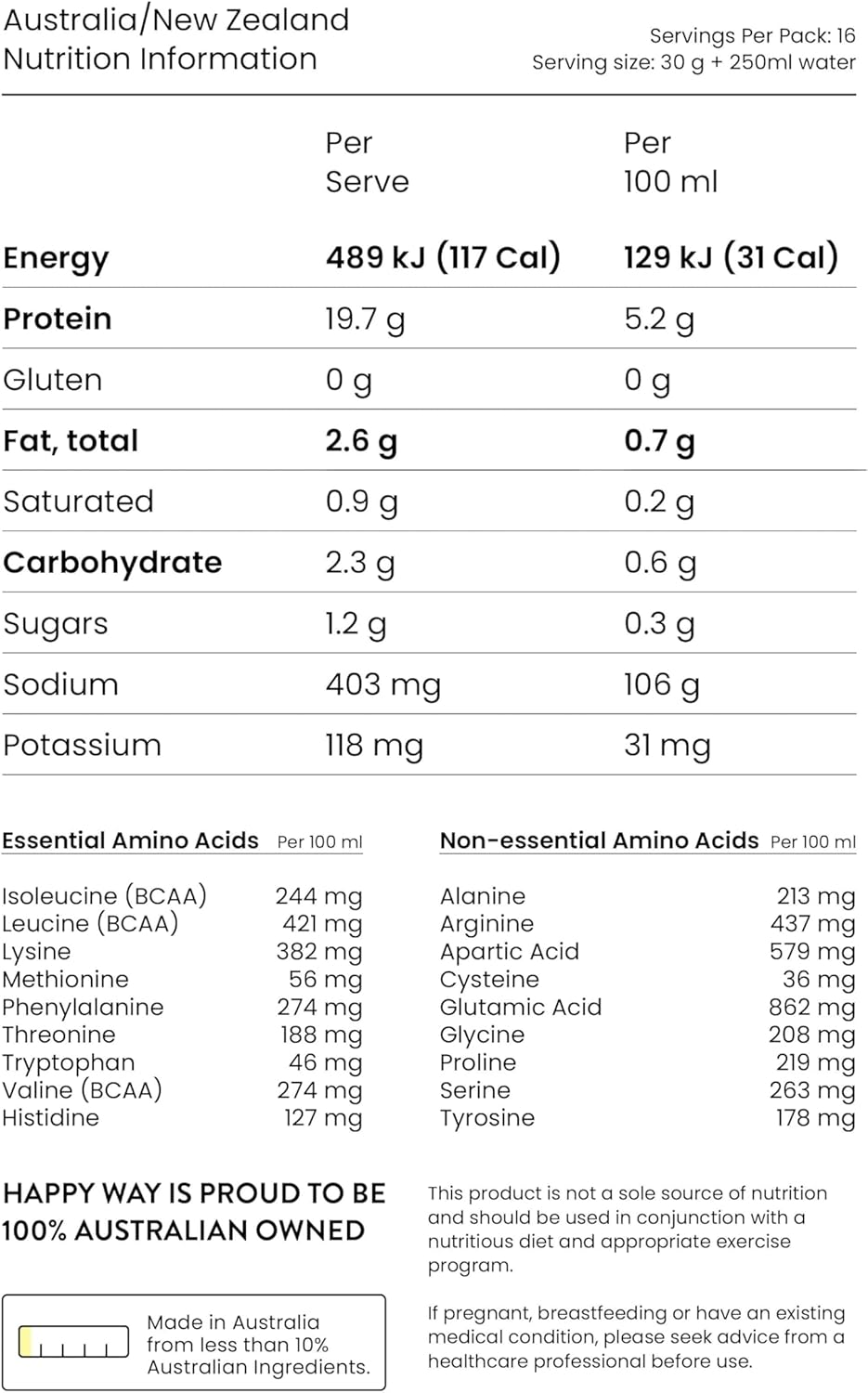 HAPPY WAY Ashy Bines Vegan Protein Powder Choc Coconut 500G image number 2