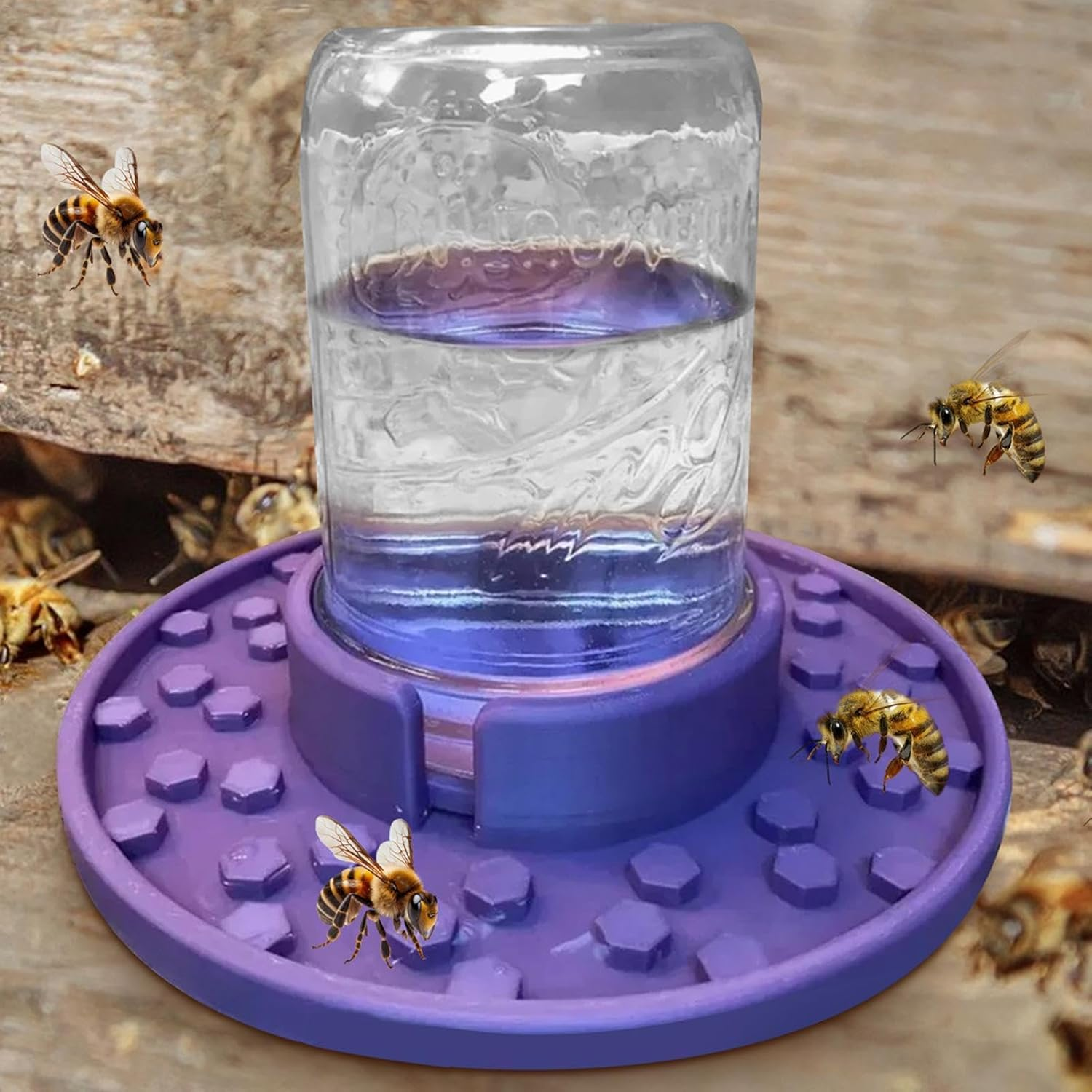 Bee Watering Station Mason Jar,Mason Jar Sugar Water Feeder for Bees - Hive Entrance Feeder, Bee Cups for Garden, Honey Bee Feeder, Used to Feed Water or Sugar Syrup, Bee Drinking Beekeeping Equipment image number 1