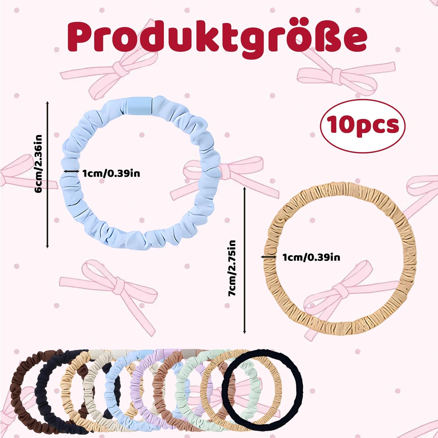 Women'S Scrunchies, Pack of 10 Soft Scrunchies, Scrunchies, Hair Bobbles for Sleeping, Soft and Skin-Friendly image number 2