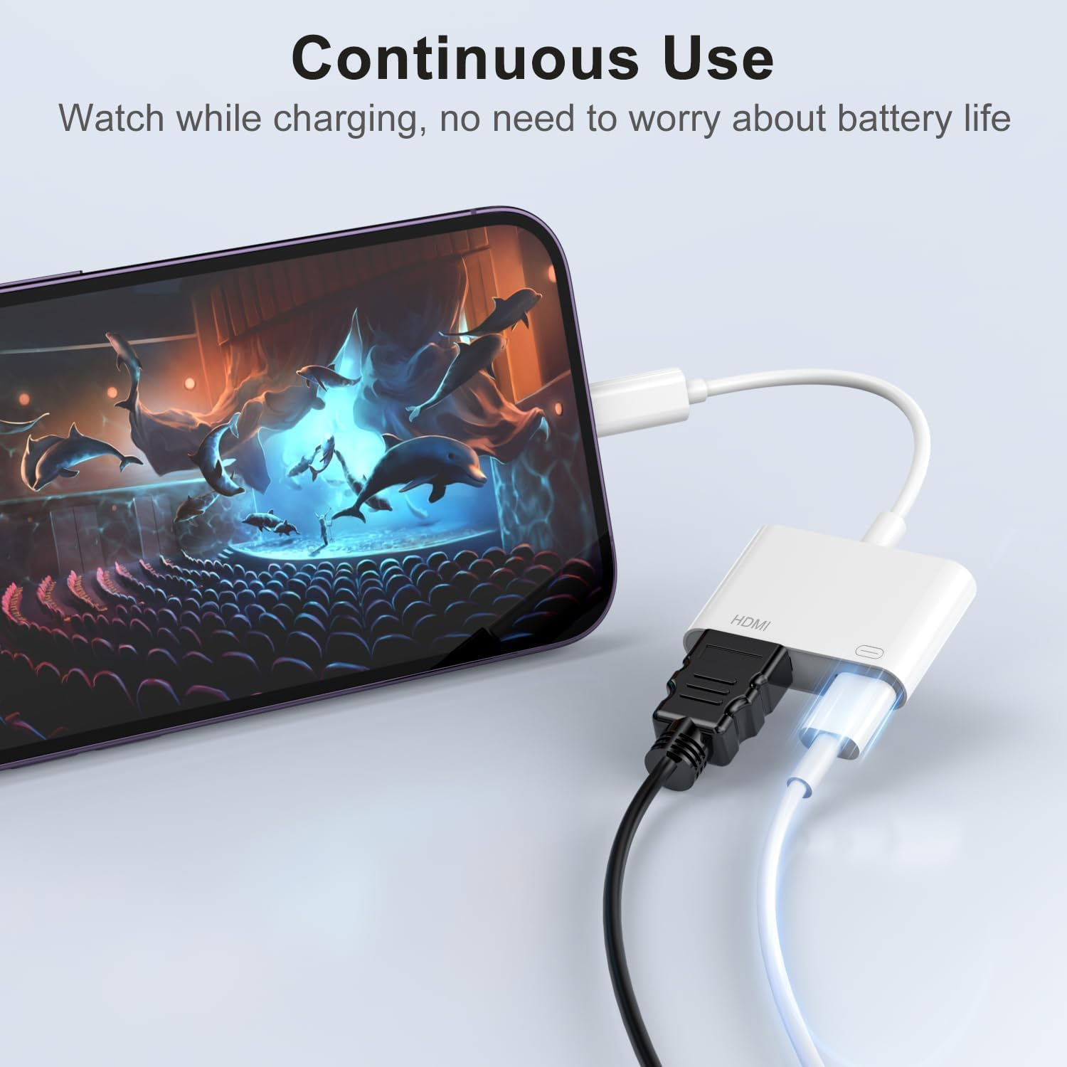 HDMI Adapter for Iphone Ipad, 1080P HDMI Adapter for Iphone to TV Sync Screen Video & Audio Digital AV Converter with Charging for Iphone, Ipad, Ipod on Hdtv/Projector/Monitor, Plug & Play image number 5