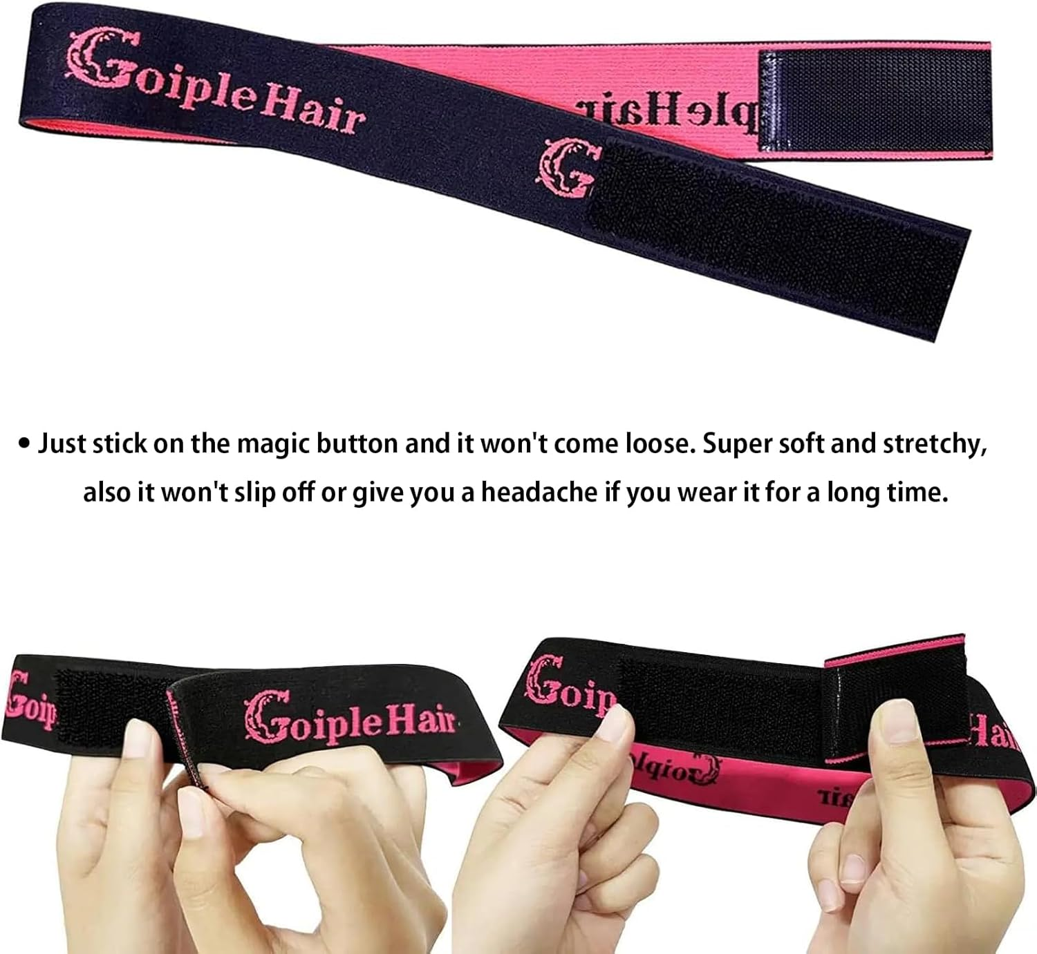 Goiple 3PCS Elastic Bands for Wig Edges - Adjustable Band for Install Accessories with Pink Set-9Pcs Hair Wax Stick Set