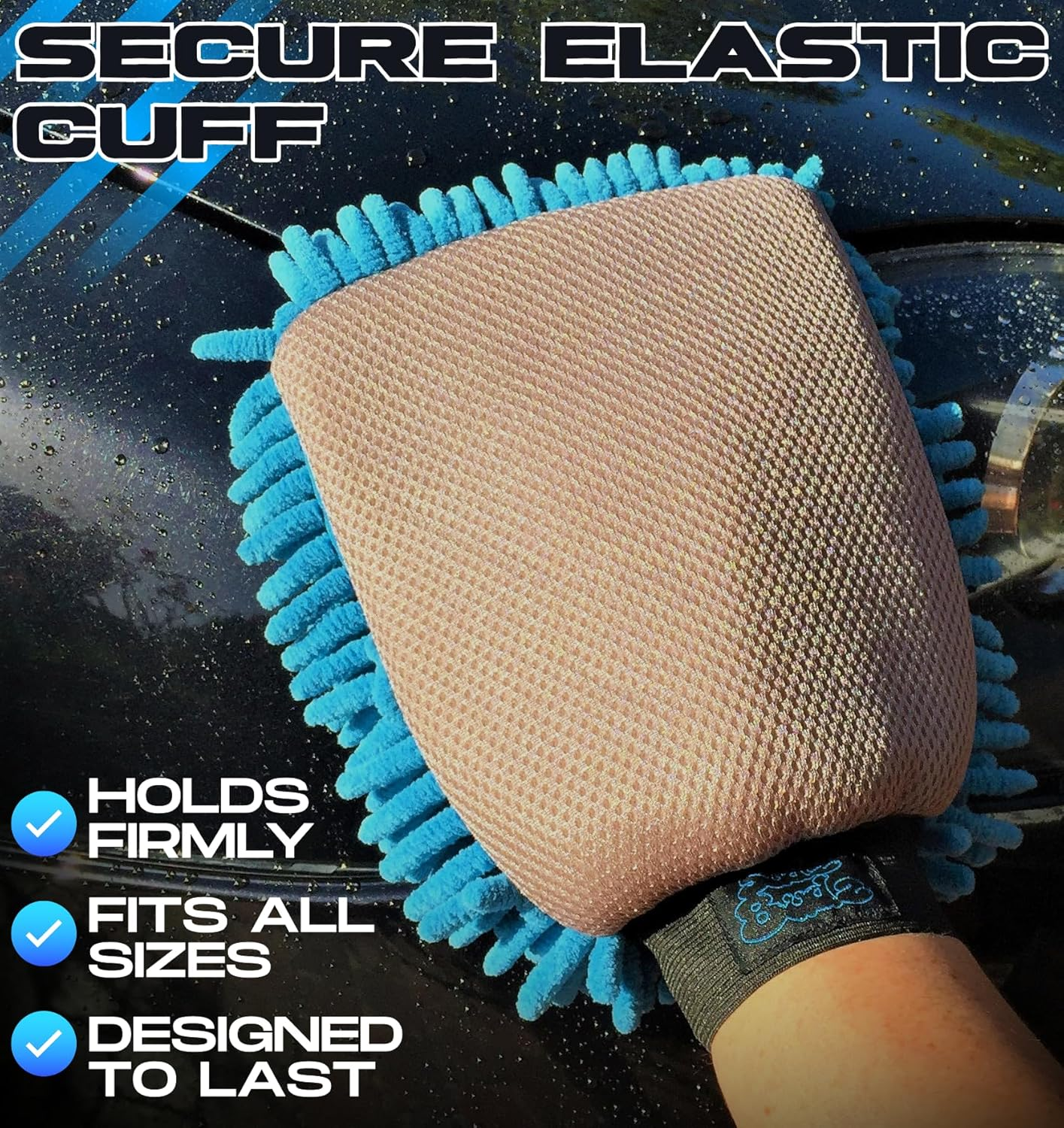 Premium Microfibre Chenille Car Washing Mitt 2 Pack | 2-In-1 Double-Sided Scrubber and Fleece Mitts. Soft, Durable, No Scratch, Lint-Free Washing and Detailing for Exterior Car Care image number 6