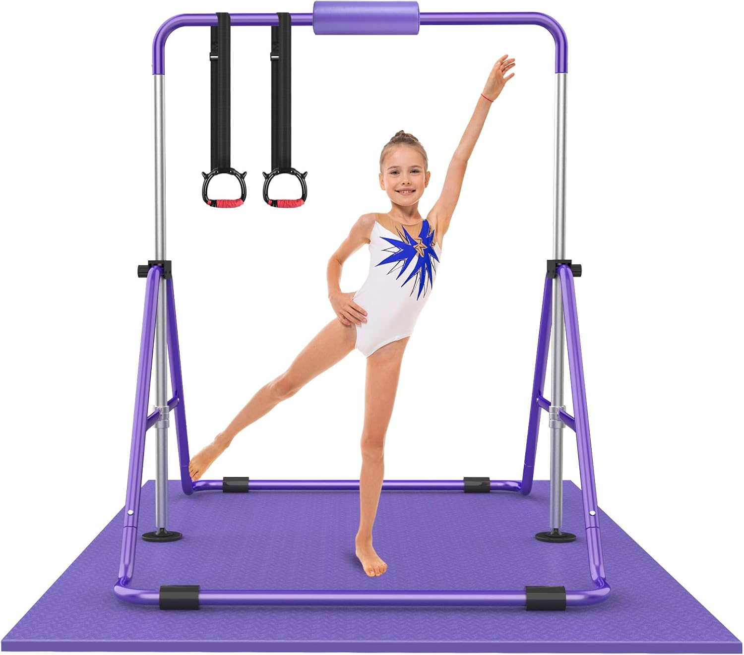Gymnastic Bars for Kids with Adjustable Height, Folding Gymnastic Training Kip Bar, Junior Expandable Horizontal Monkey Bar for Home image number 1