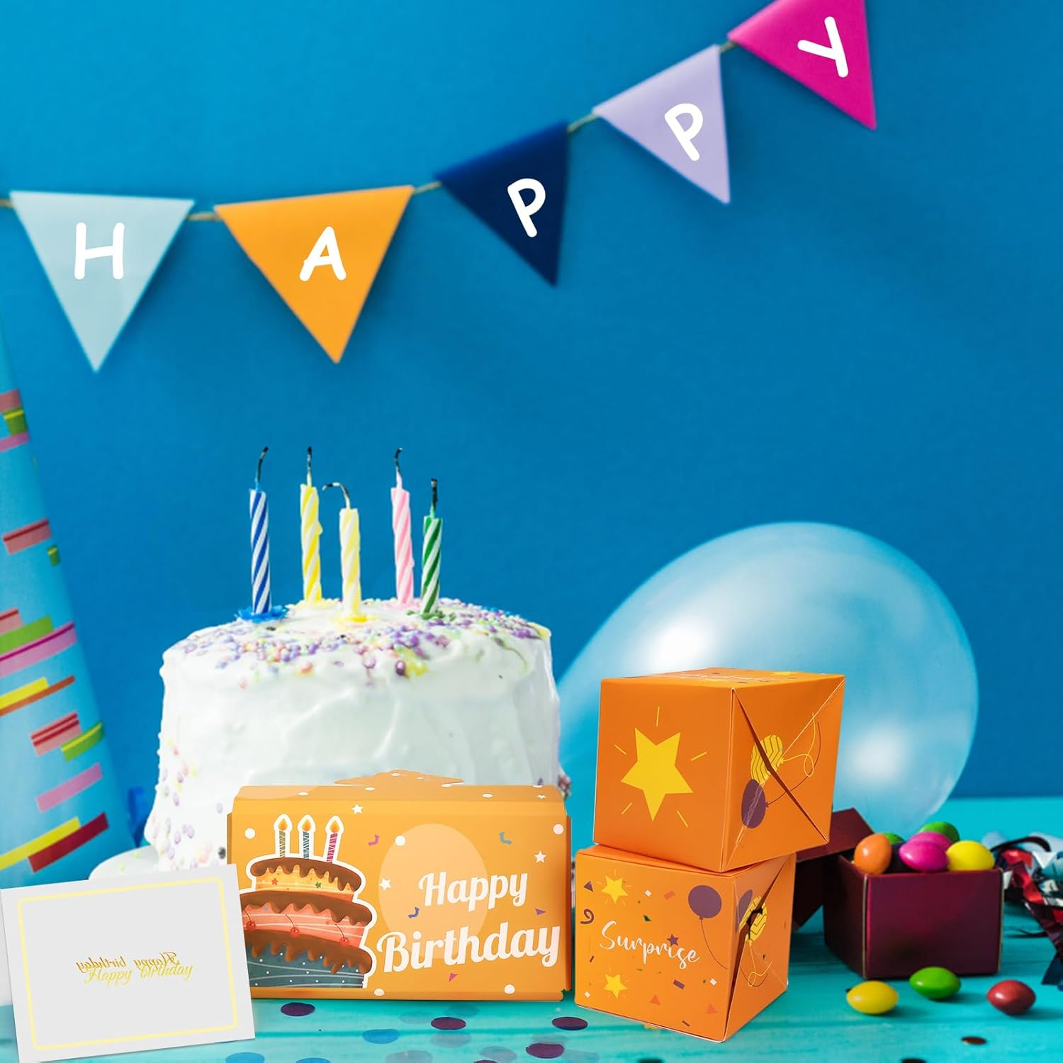 BABORUI Pop up Birthday Card with Confetti, Happy Birthday Surprise Gift Box Explosion for Money, Cash Birthday Surprise Box for Women/Men/Girls/Boys - Birthday (Yellow) image number 5