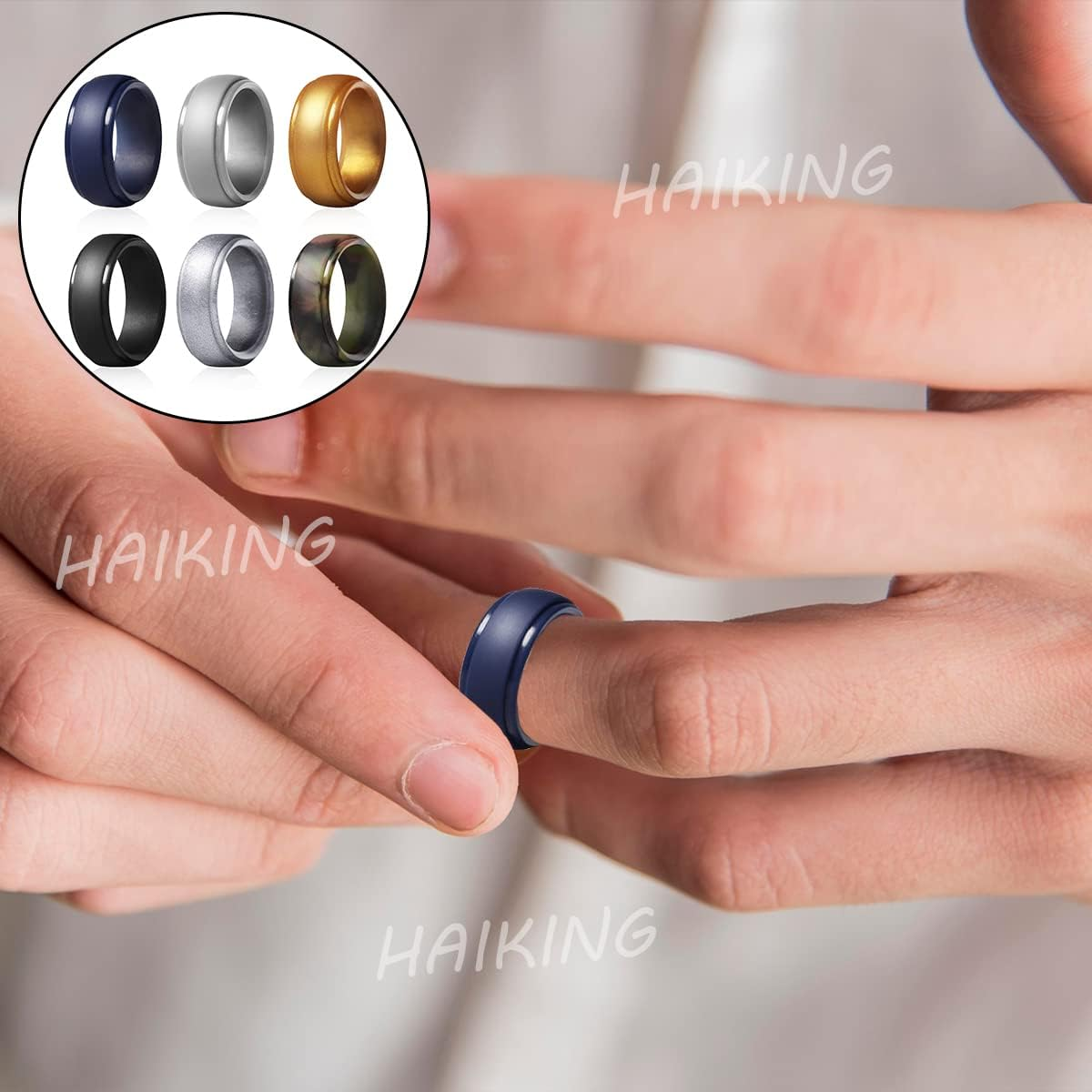 Silicon Rings, 6 Pcs Wedding Silicone Band for Women, Men, Workout (6 Color) image number 6