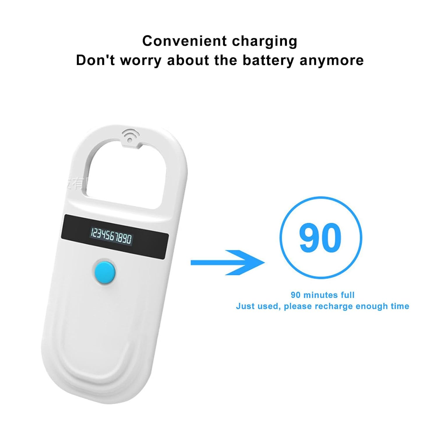 Pet Microchip Scanner, Portable Animal Chip ID Scanner, 134.2Khz 128 Records Data Storage Animal Microchip Reader Scanner for Dog Pig Animal Management image number 1