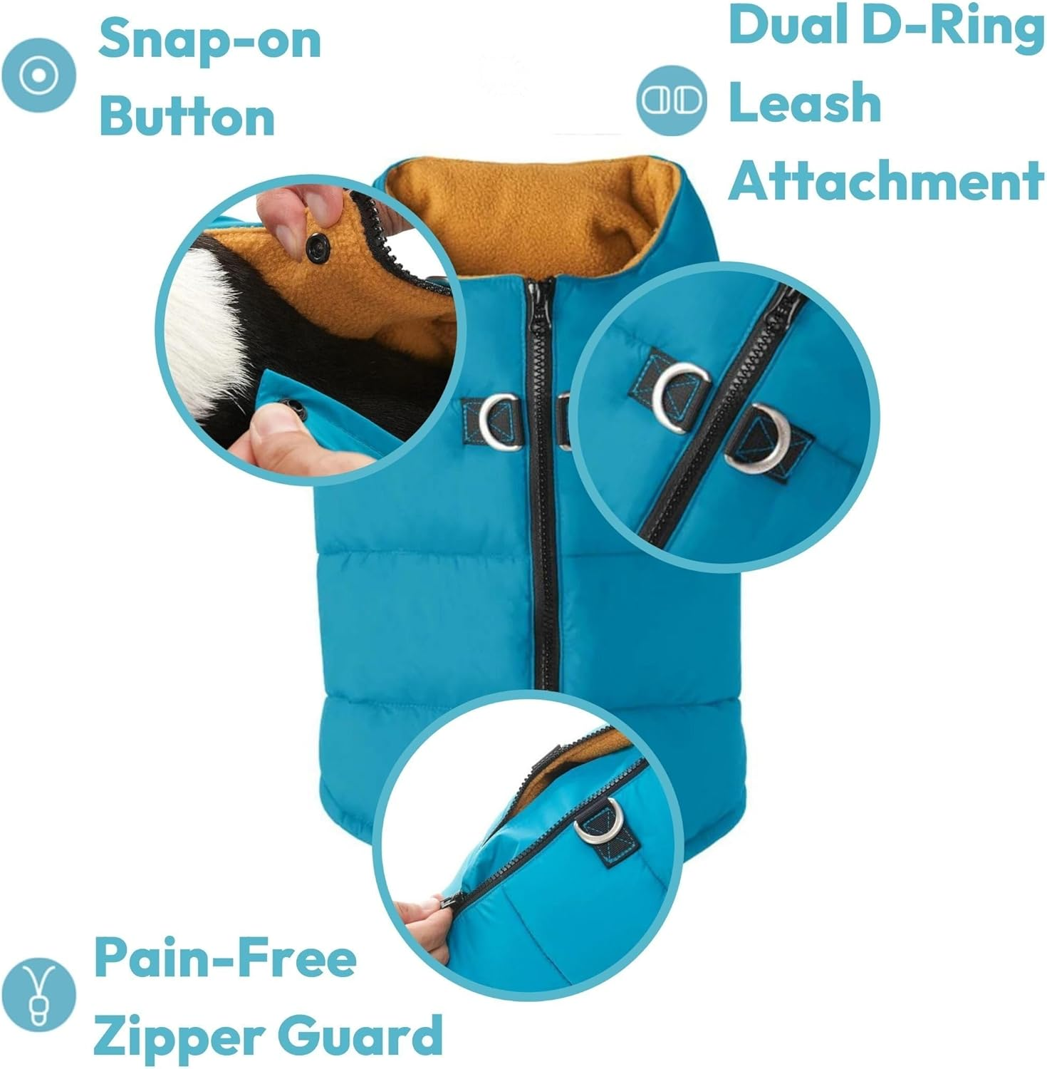 Gooby Padded Vest Dog Jacket - Solid Purple, X-Large - Warm Zip up Dog Vest Fleece Jacket with Dual D Ring Leash - Water Resistant Small Dog Sweater - Dog Clothes for Small Dogs and Medium Dogs image number 2