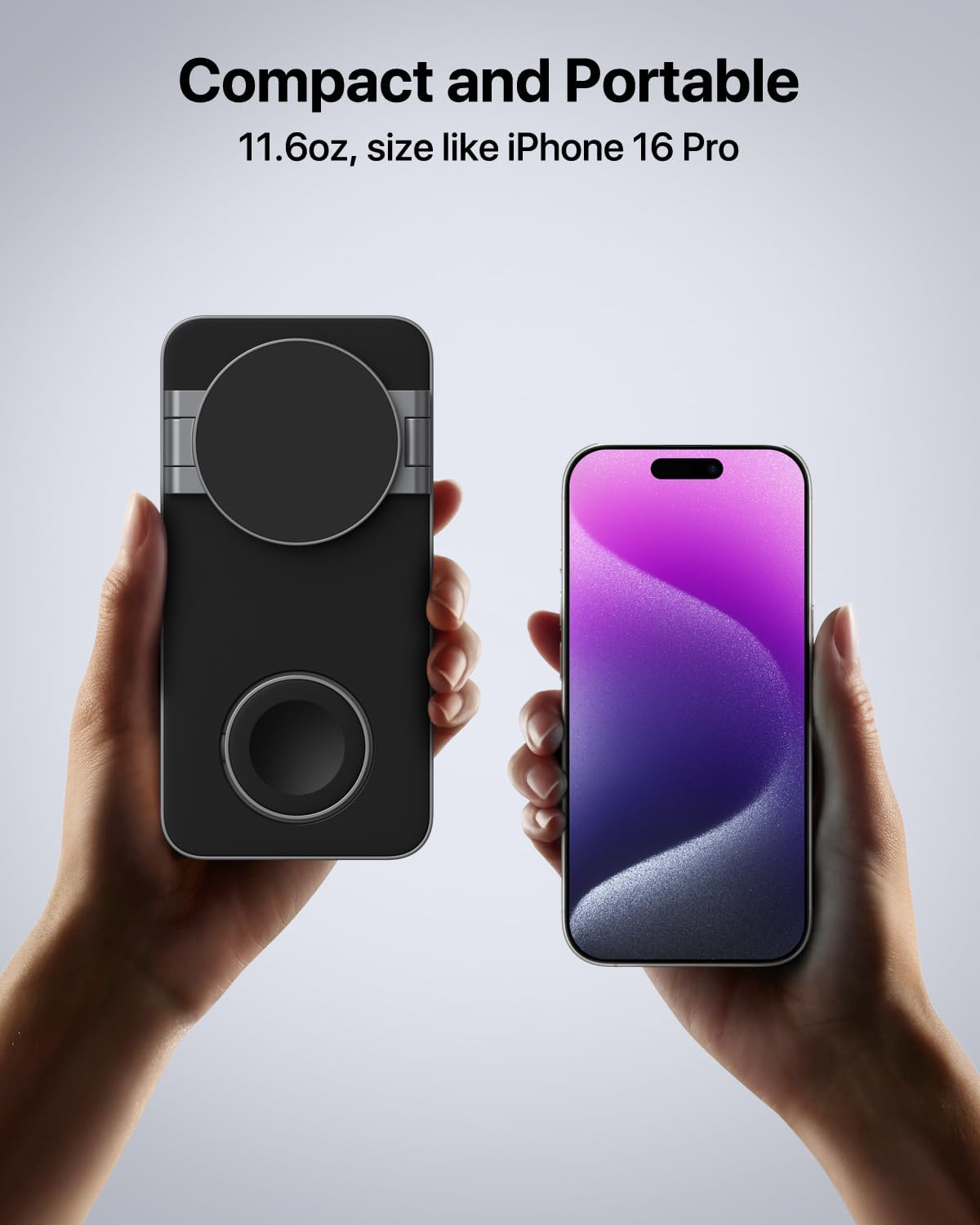 Keepro for Magsafe Charger,3 in 1 Wireless Charger,Foldable Wireless Charging Station for Iphone Air/17/16/15/14/13/12,Travel Magnetic Charger for Airpods Pro 3/2 and Apple Watch (Black) - Neon Pink image number 6